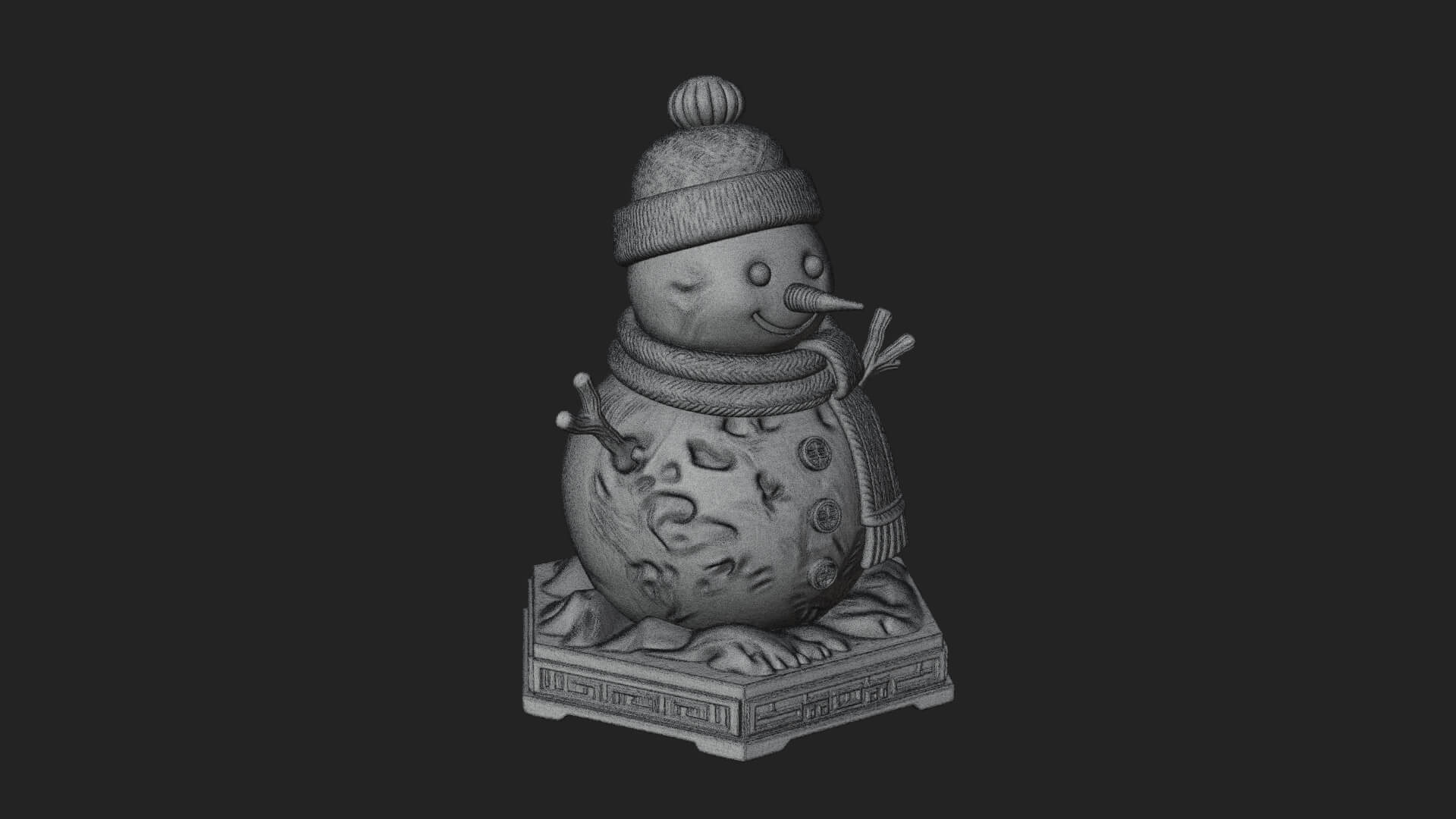 Knit Hat Snowman Statue Design 5 3D Print Model 3D Model