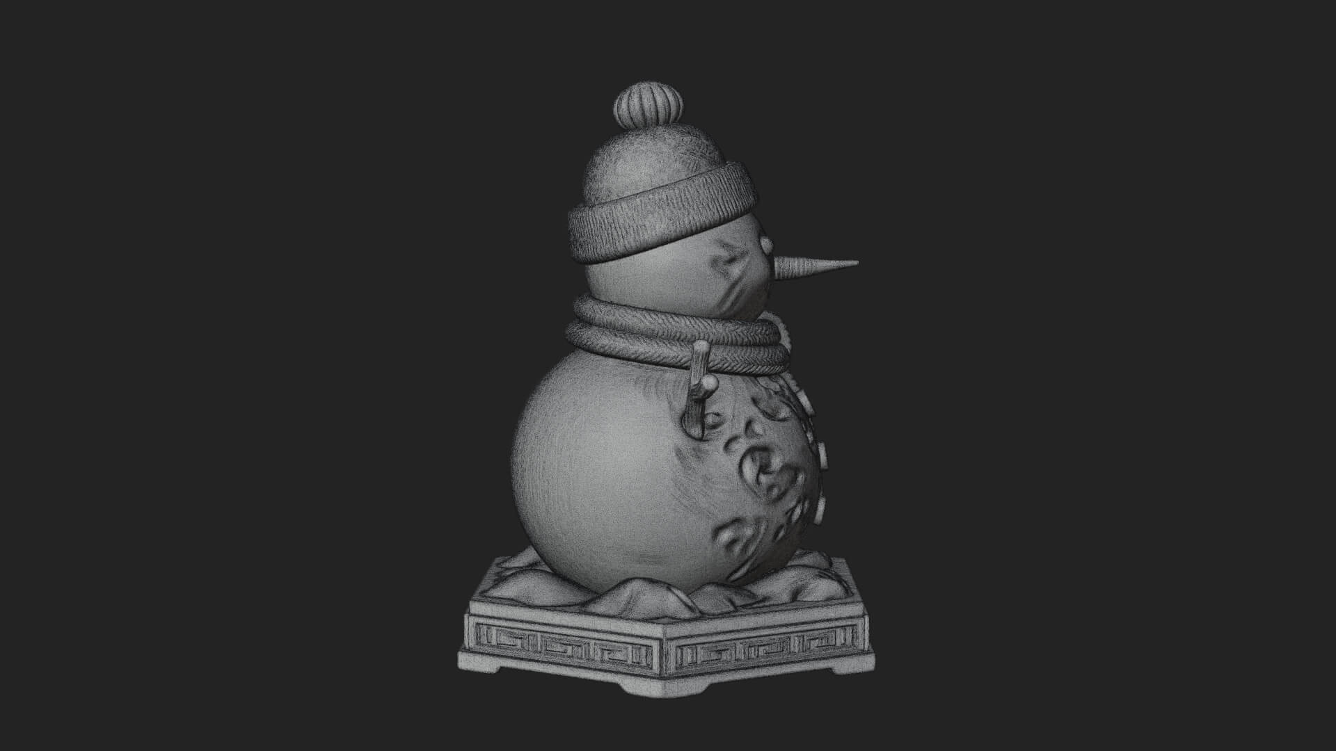 Knit Hat Snowman Statue Design 5 3D Print Model 3D Model