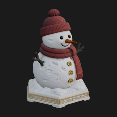 Knit Hat Snowman Statue Design 5 3D Print Model