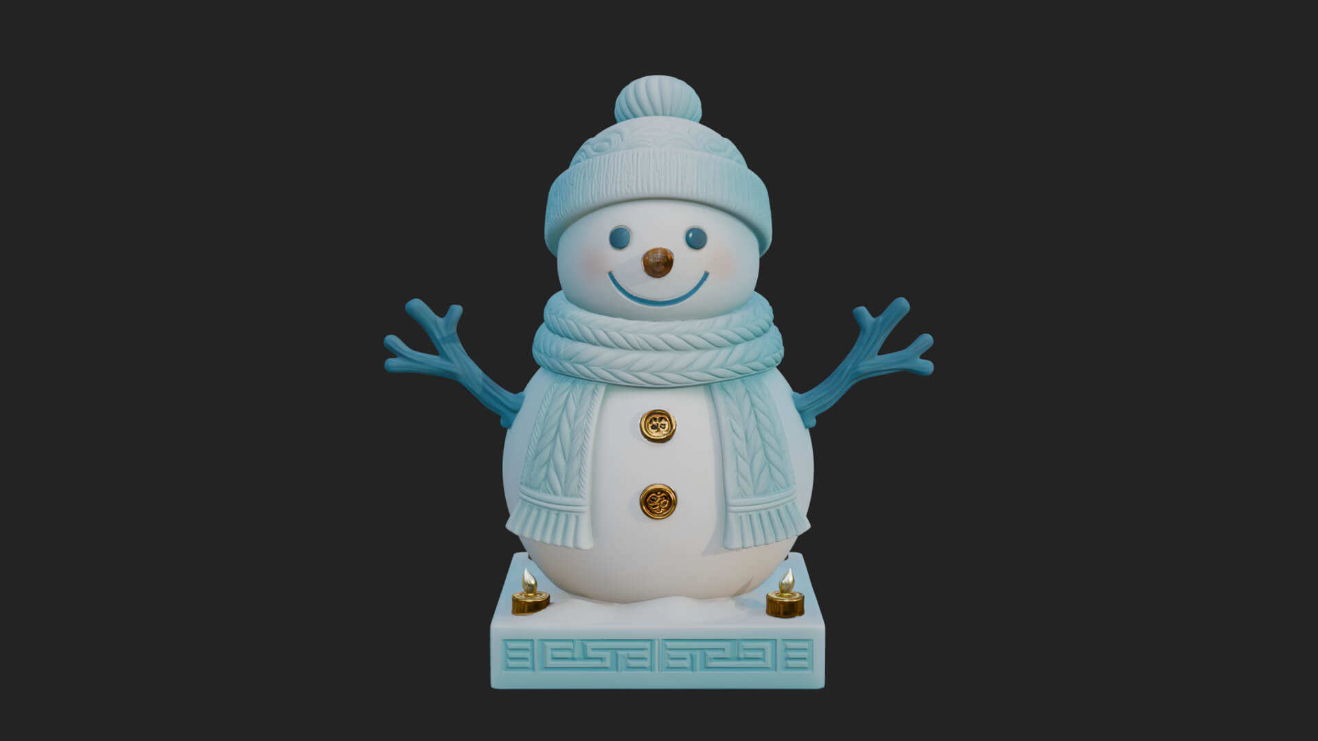 Knit Hat Snowman Statue Design 50 3D Print Model 3D Model