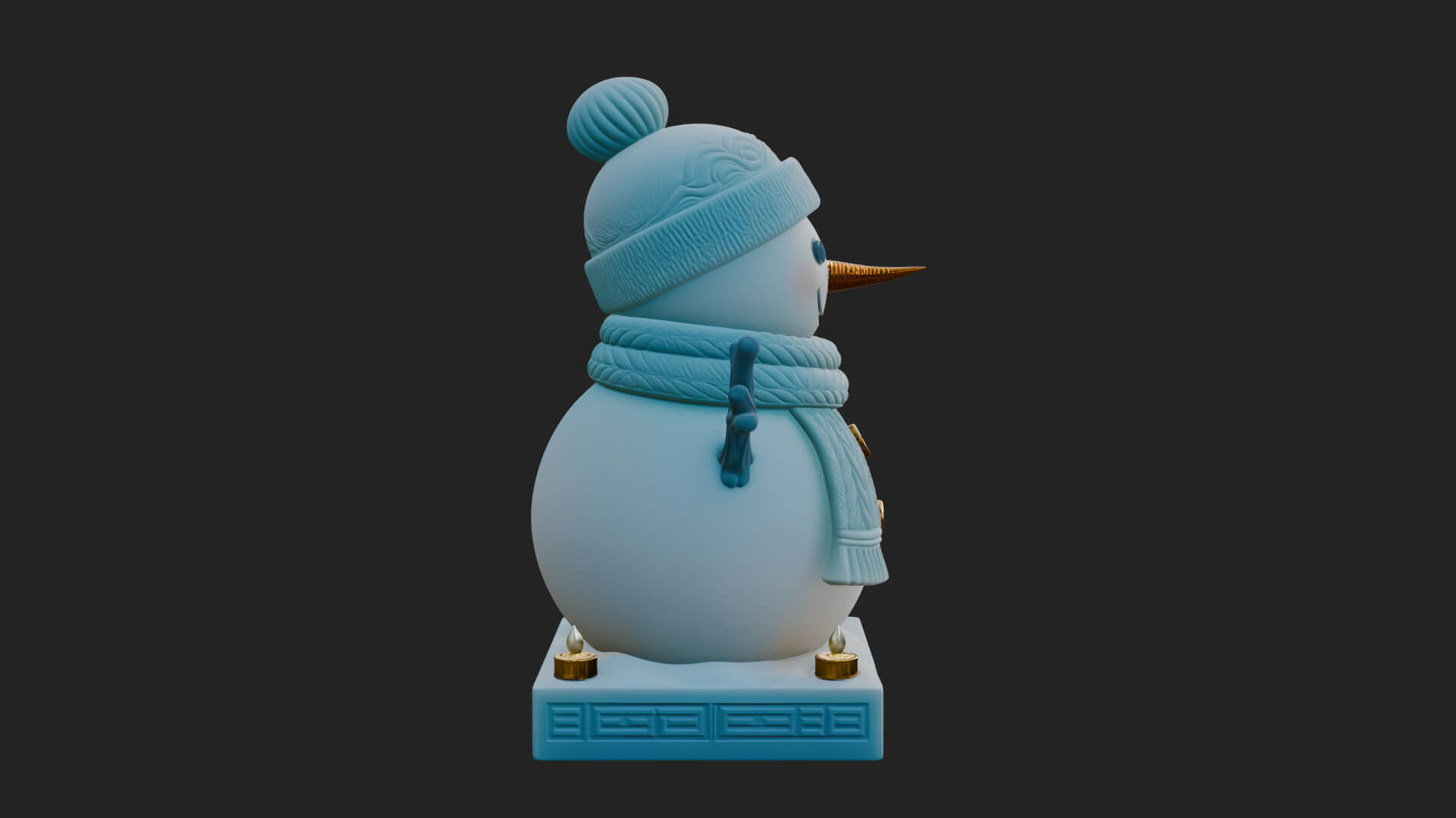 Knit Hat Snowman Statue Design 50 3D Print Model 3D Model