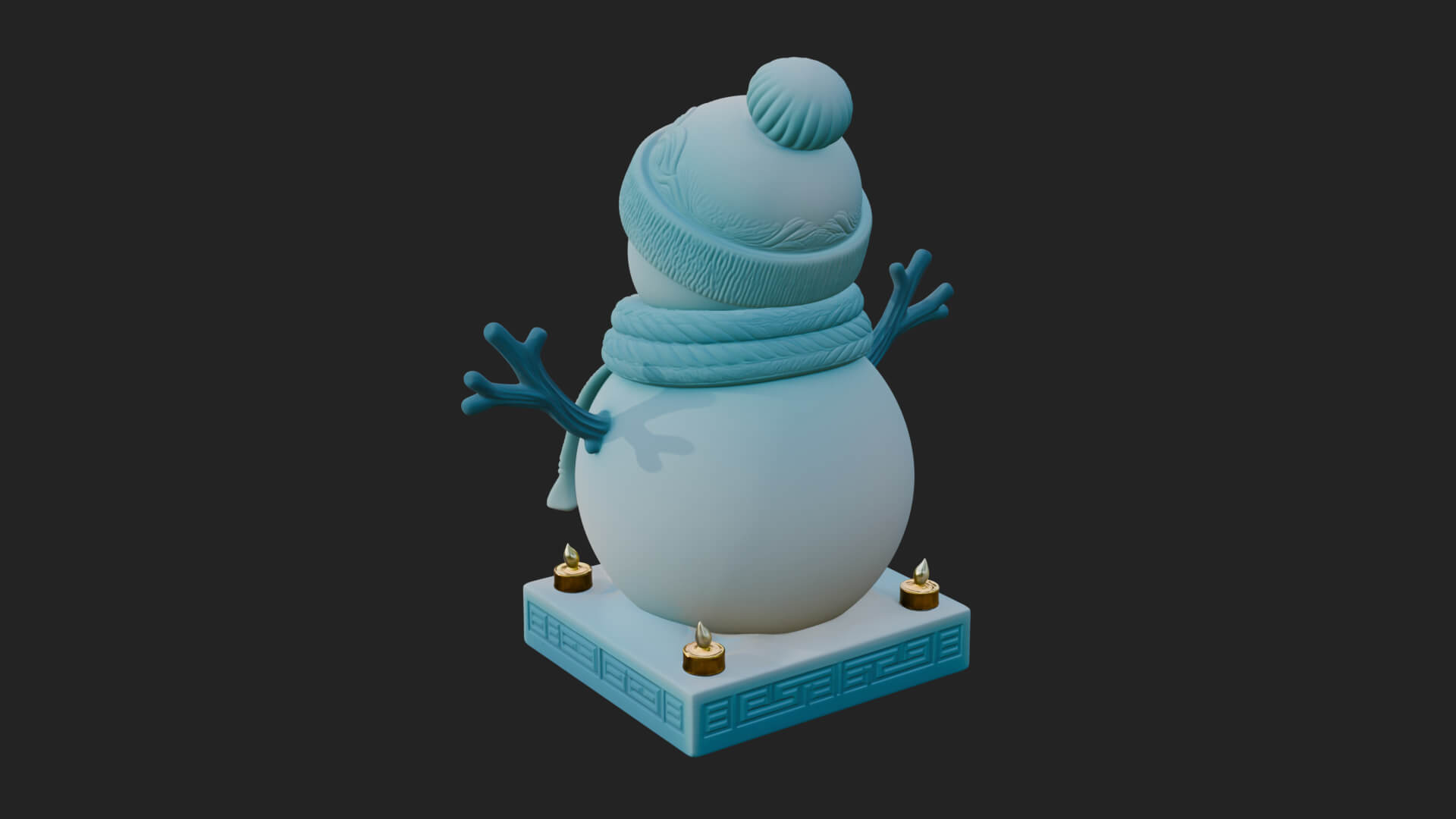 Knit Hat Snowman Statue Design 50 3D Print Model 3D Model