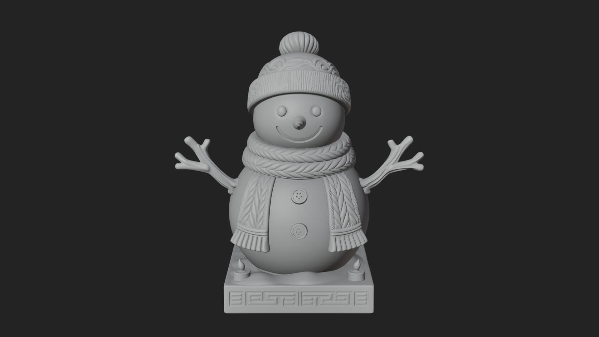 Knit Hat Snowman Statue Design 50 3D Print Model 3D Model