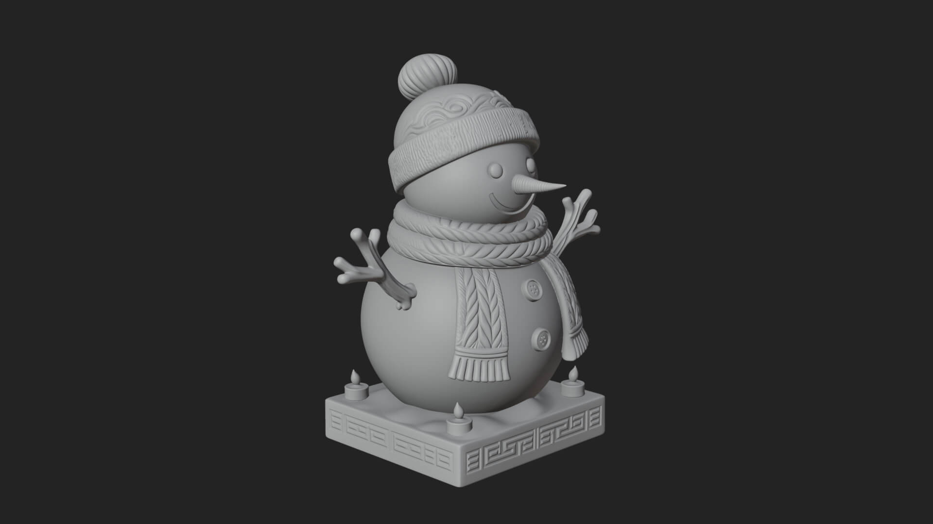 Knit Hat Snowman Statue Design 50 3D Print Model 3D Model