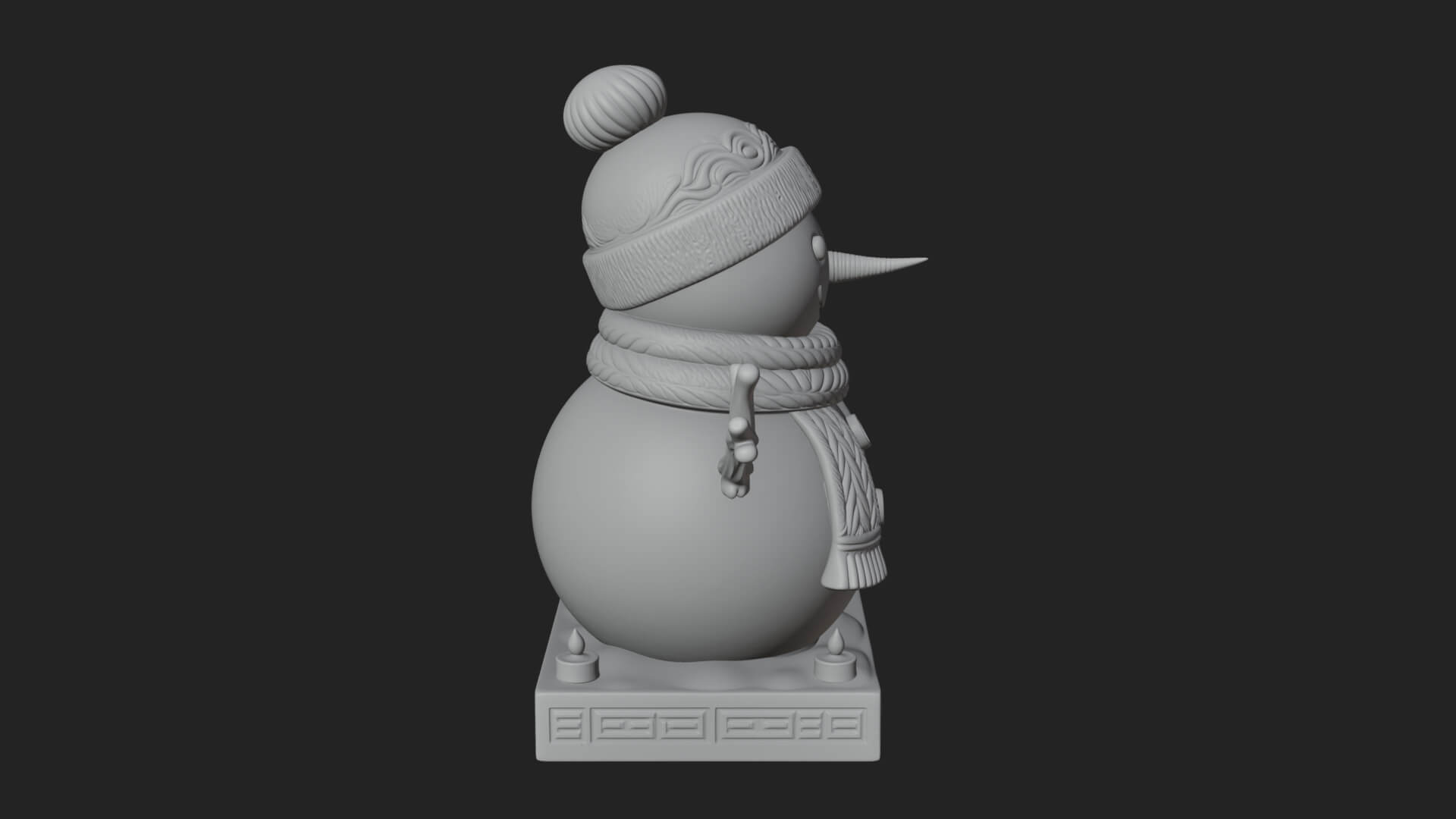 Knit Hat Snowman Statue Design 50 3D Print Model 3D Model