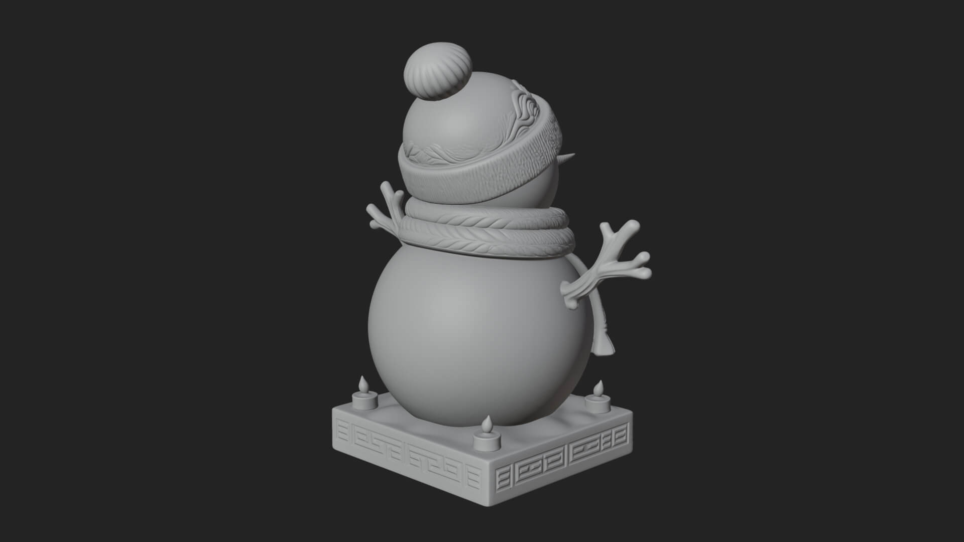 Knit Hat Snowman Statue Design 50 3D Print Model 3D Model