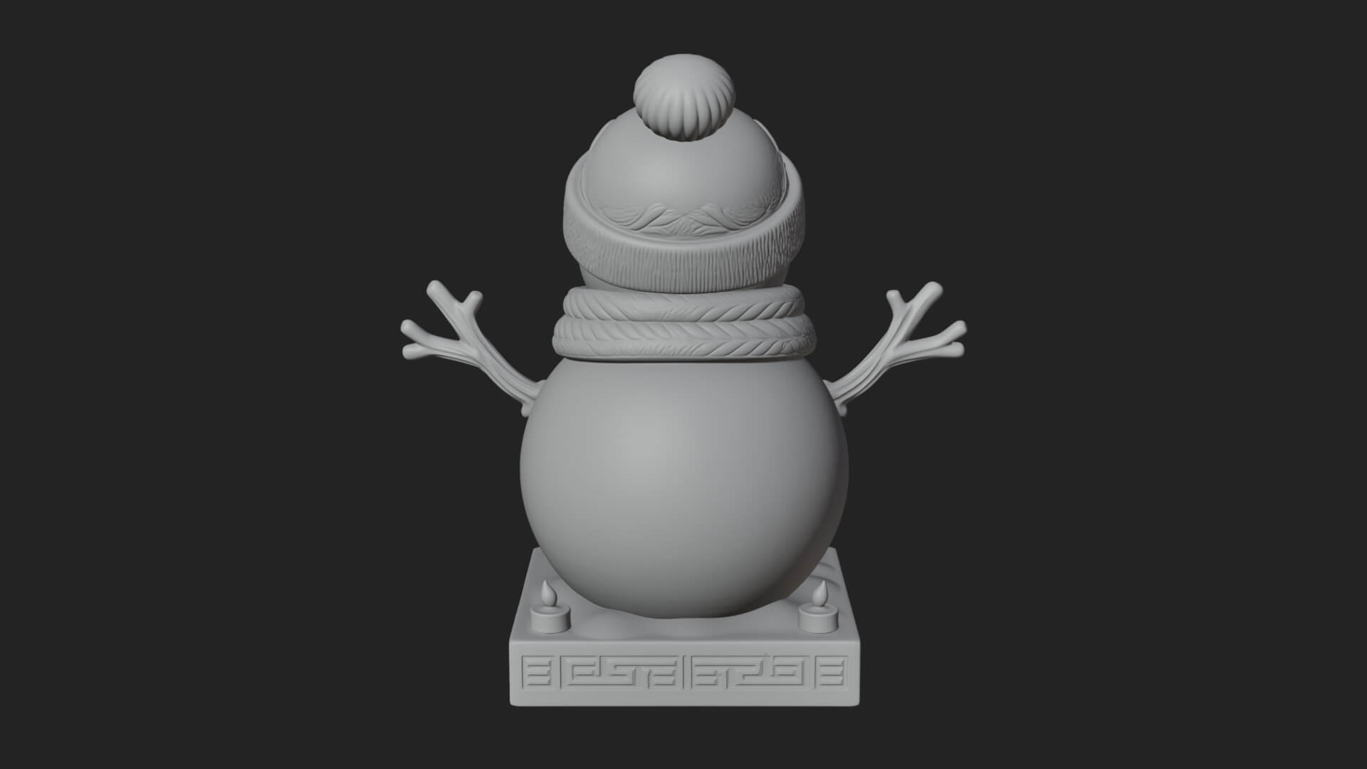 Knit Hat Snowman Statue Design 50 3D Print Model 3D Model