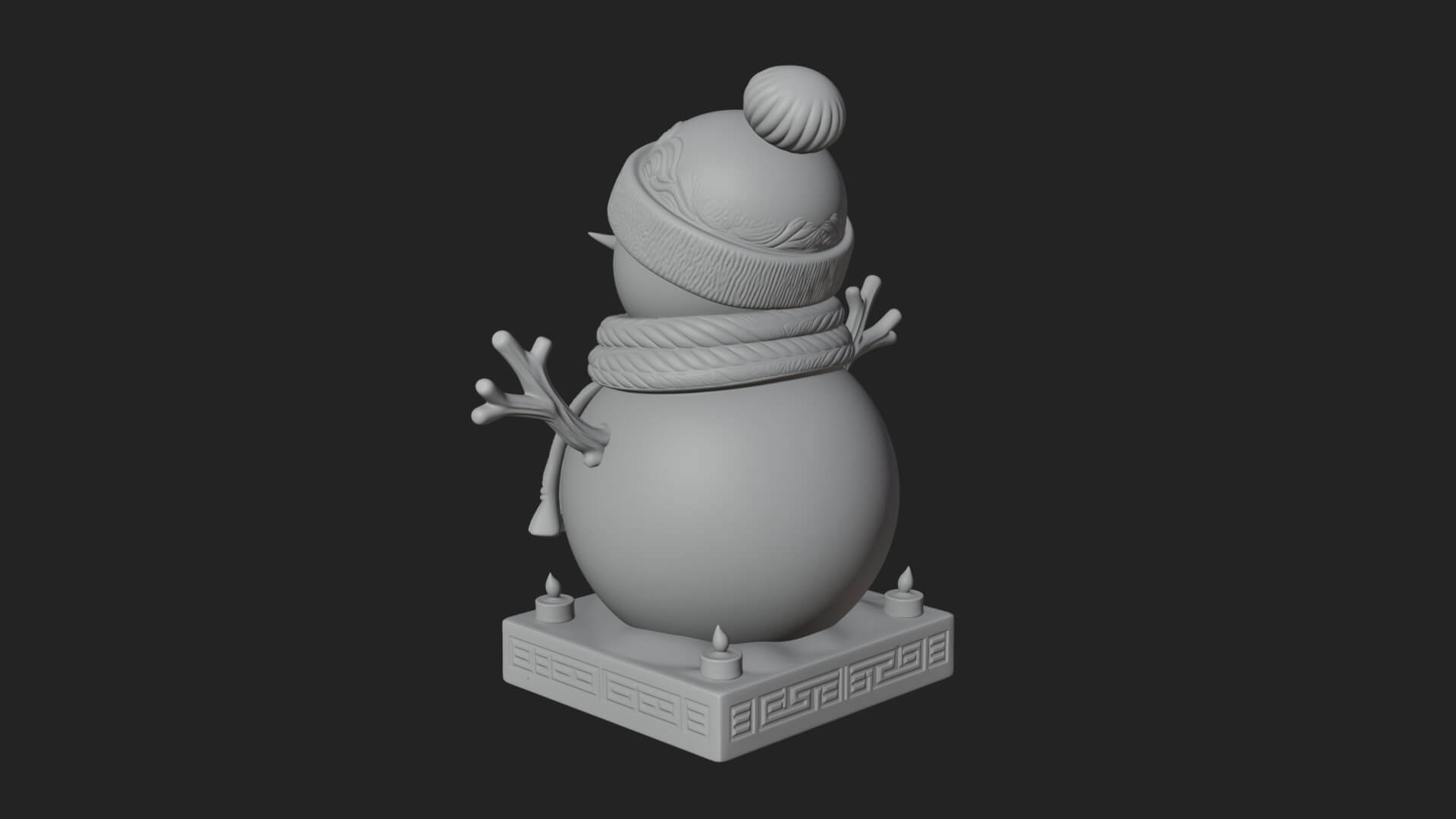 Knit Hat Snowman Statue Design 50 3D Print Model 3D Model