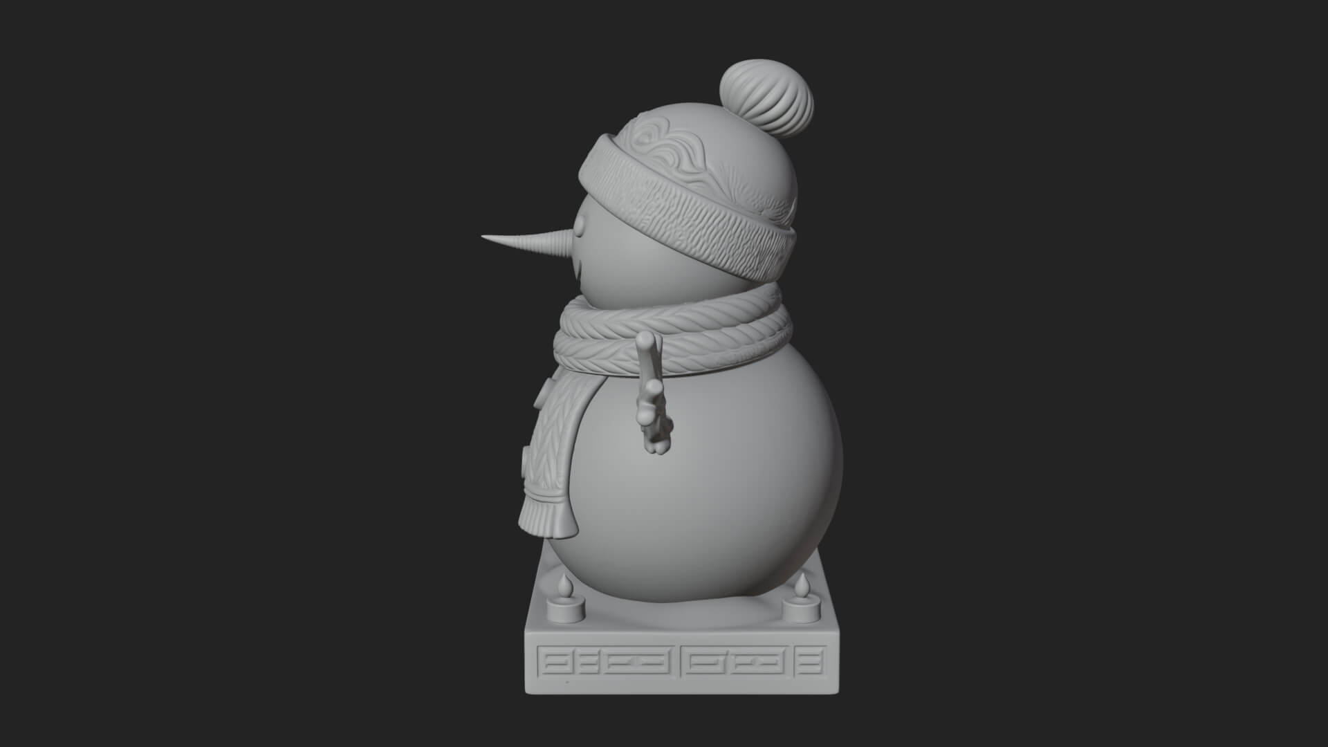 Knit Hat Snowman Statue Design 50 3D Print Model 3D Model