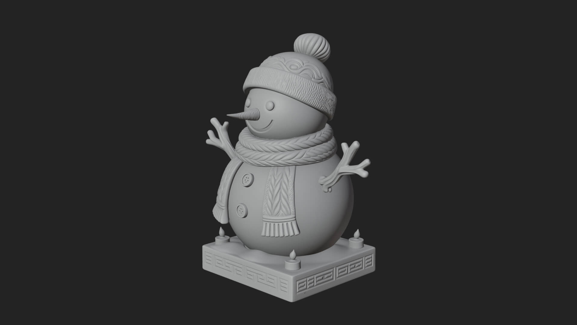 Knit Hat Snowman Statue Design 50 3D Print Model 3D Model