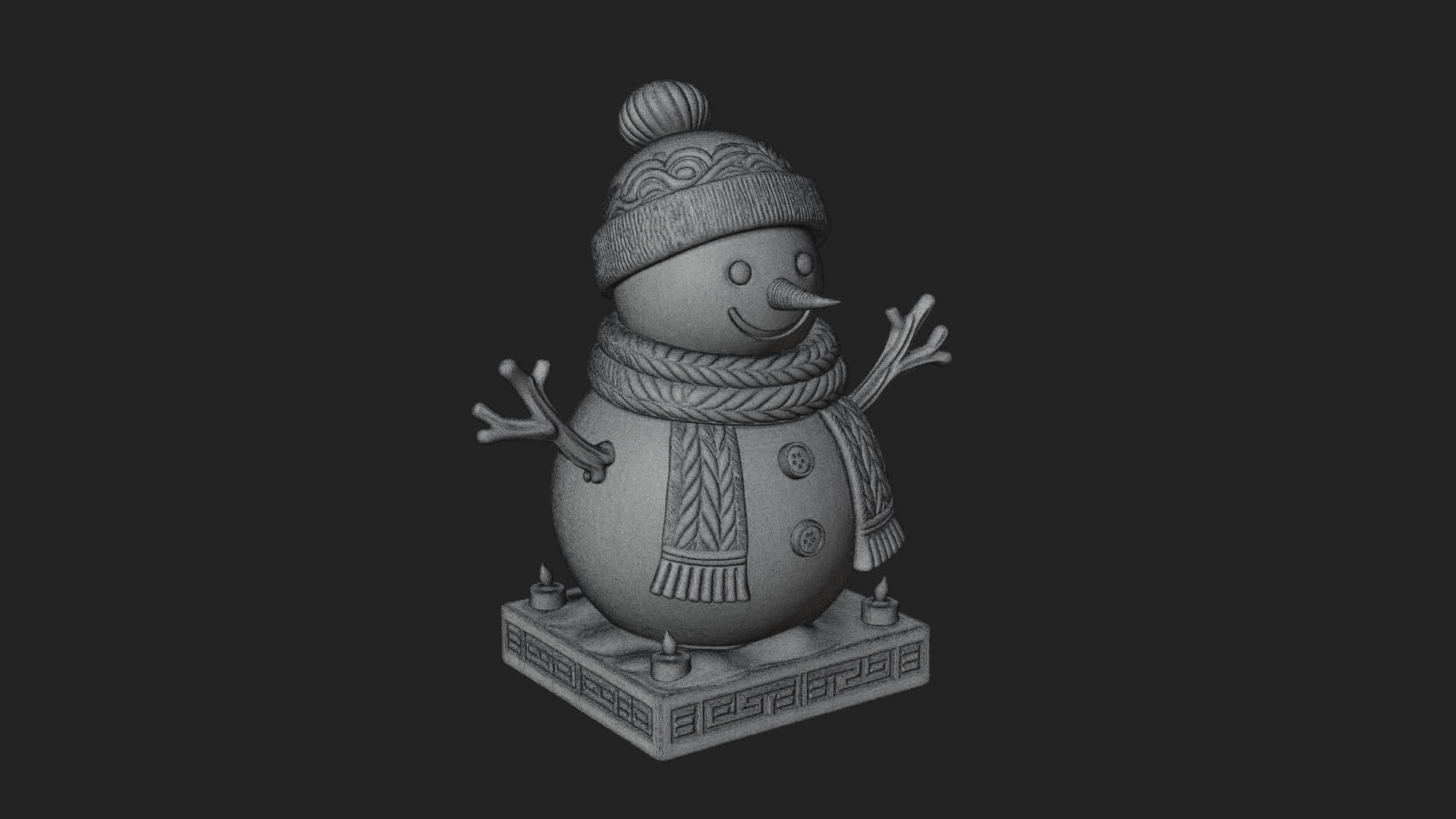 Knit Hat Snowman Statue Design 50 3D Print Model 3D Model