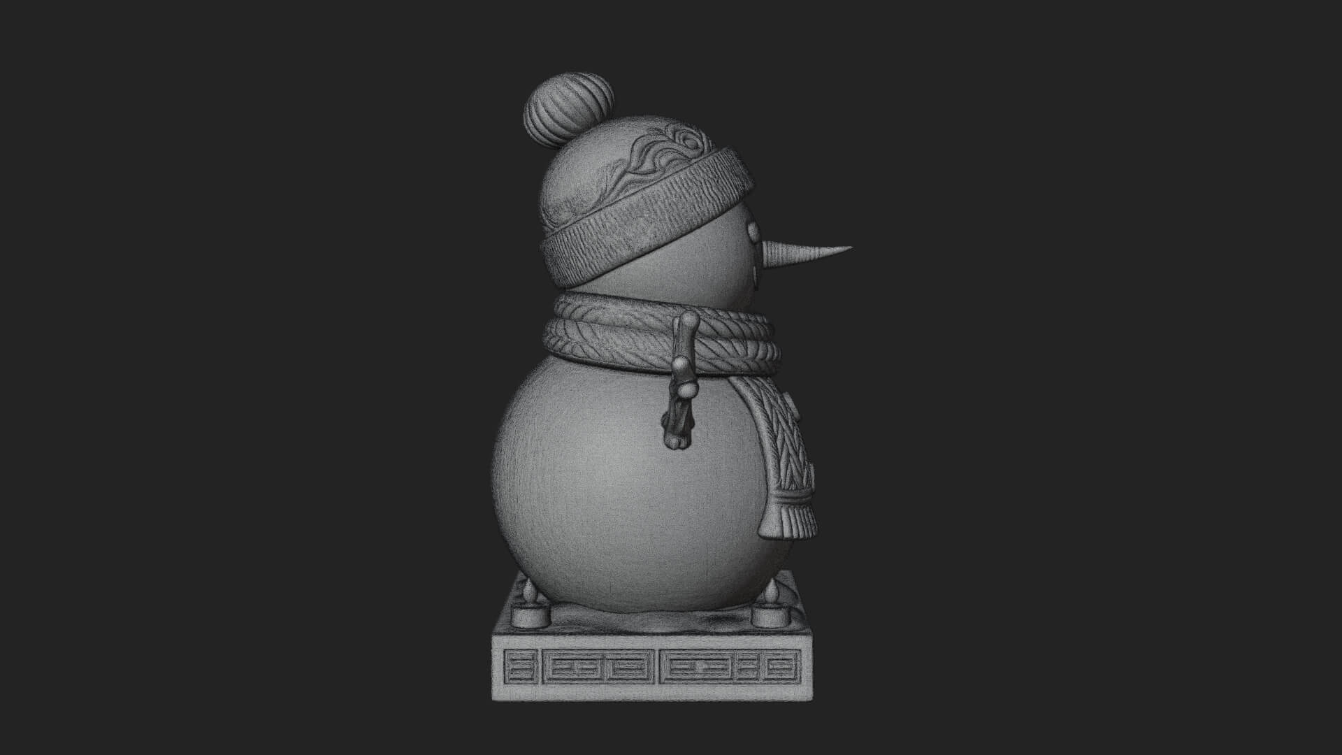 Knit Hat Snowman Statue Design 50 3D Print Model 3D Model