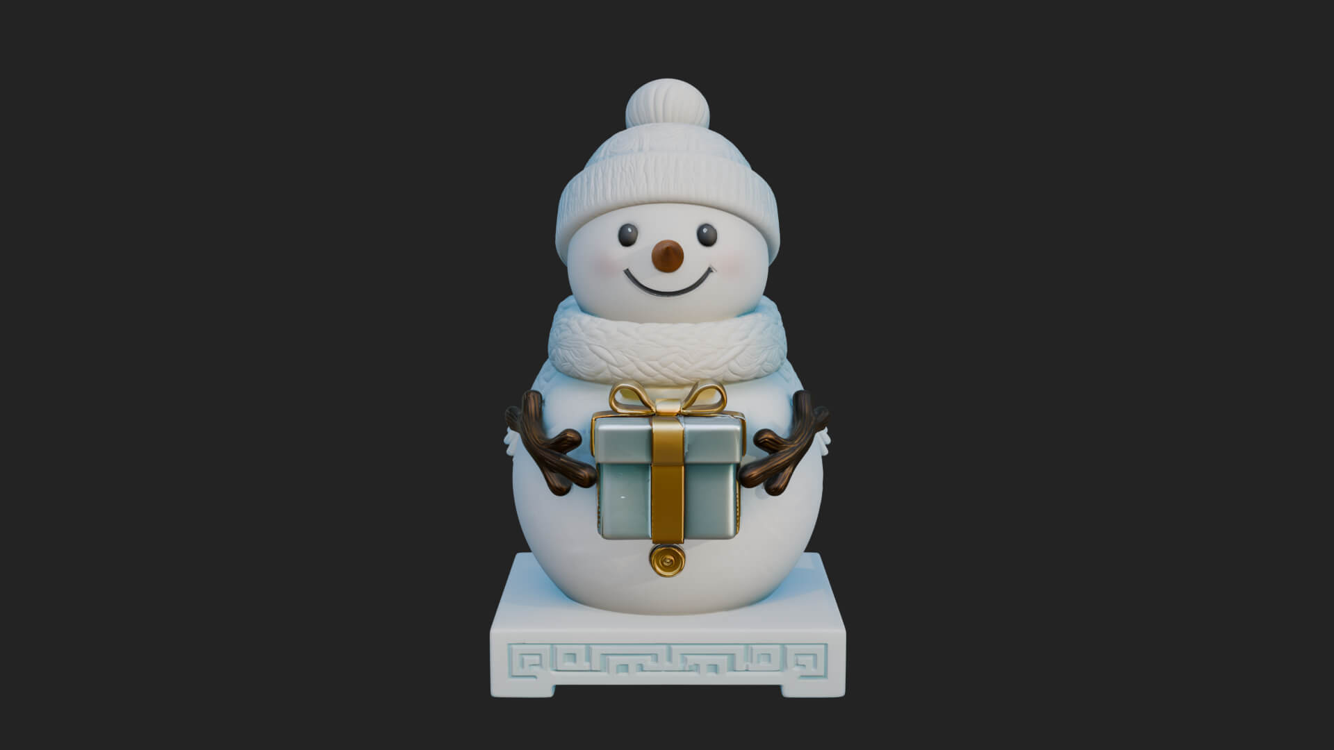 Knit Hat Snowman Statue Design 51 3D Print Model 3D Model