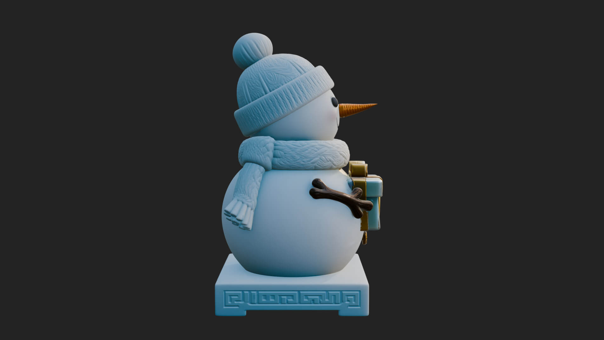 Knit Hat Snowman Statue Design 51 3D Print Model 3D Model