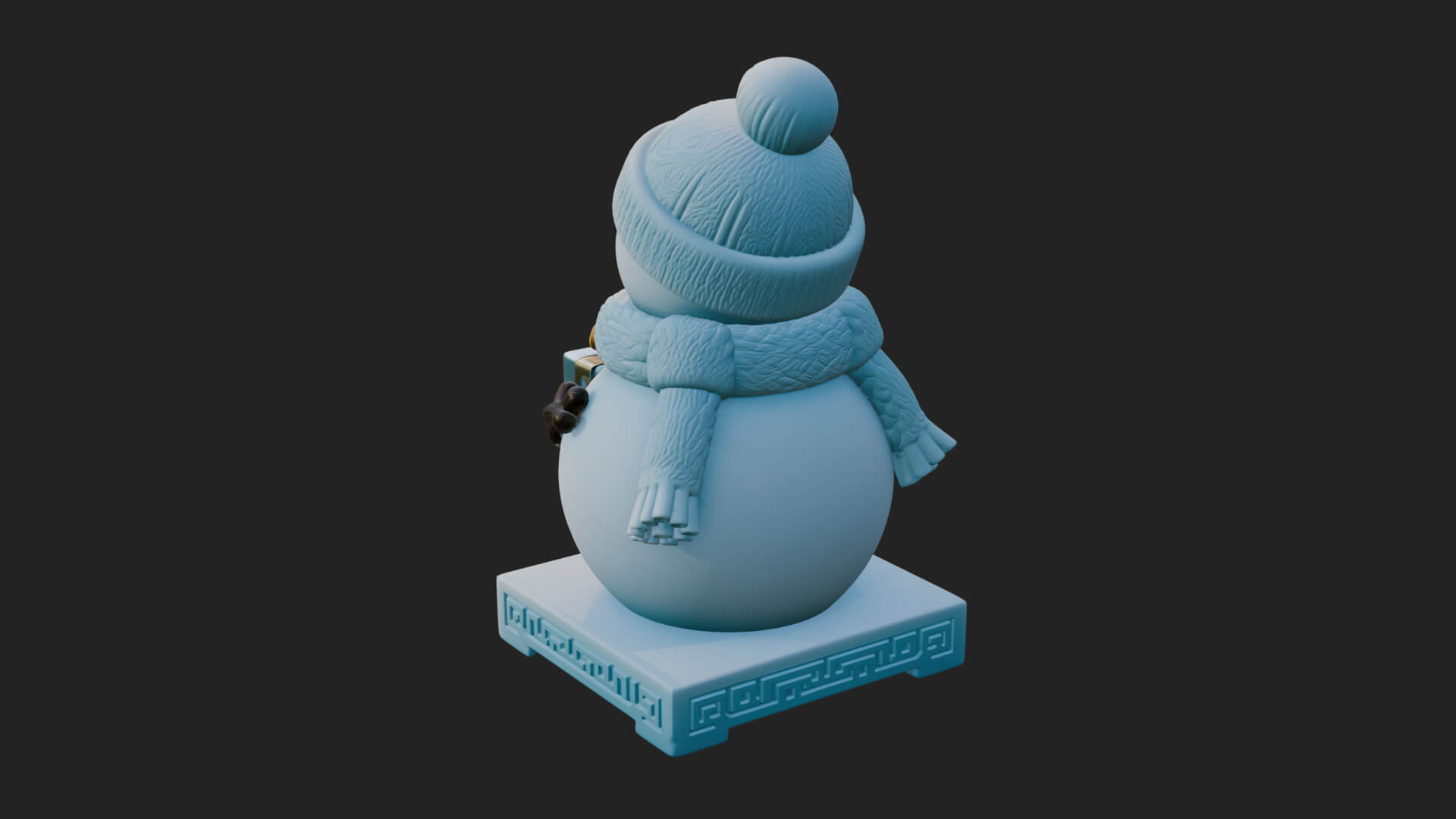 Knit Hat Snowman Statue Design 51 3D Print Model 3D Model
