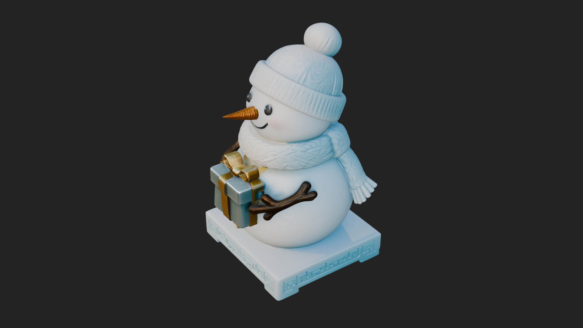 Knit Hat Snowman Statue Design 51 3D Print Model 3D Model