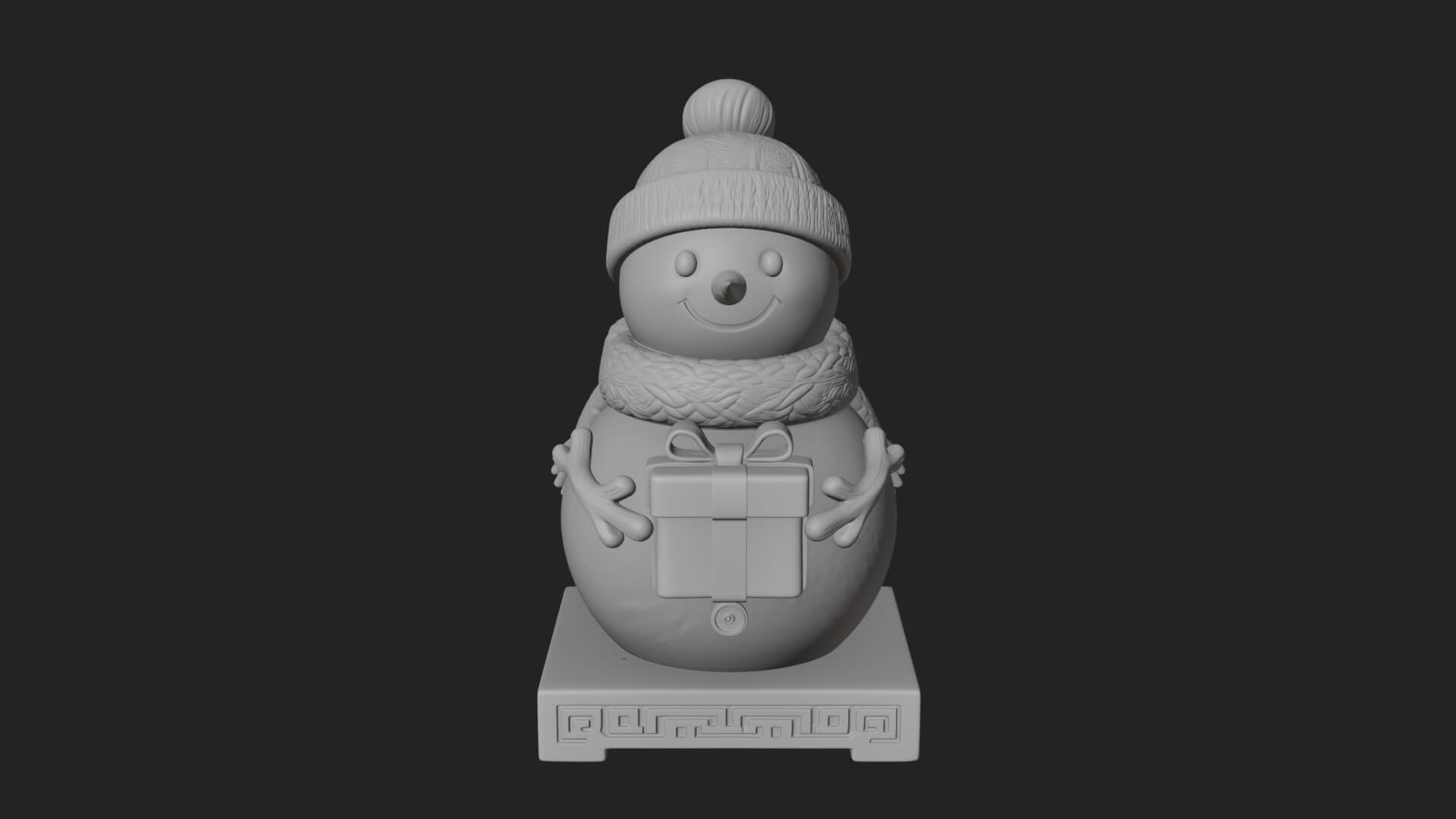 Knit Hat Snowman Statue Design 51 3D Print Model 3D Model