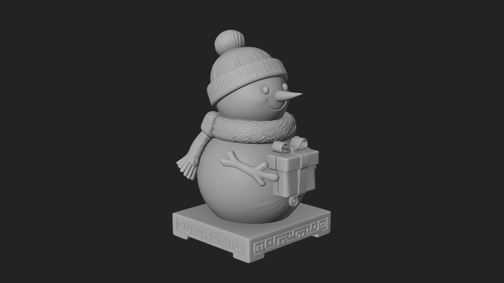 Knit Hat Snowman Statue Design 51 3D Print Model 3D Model
