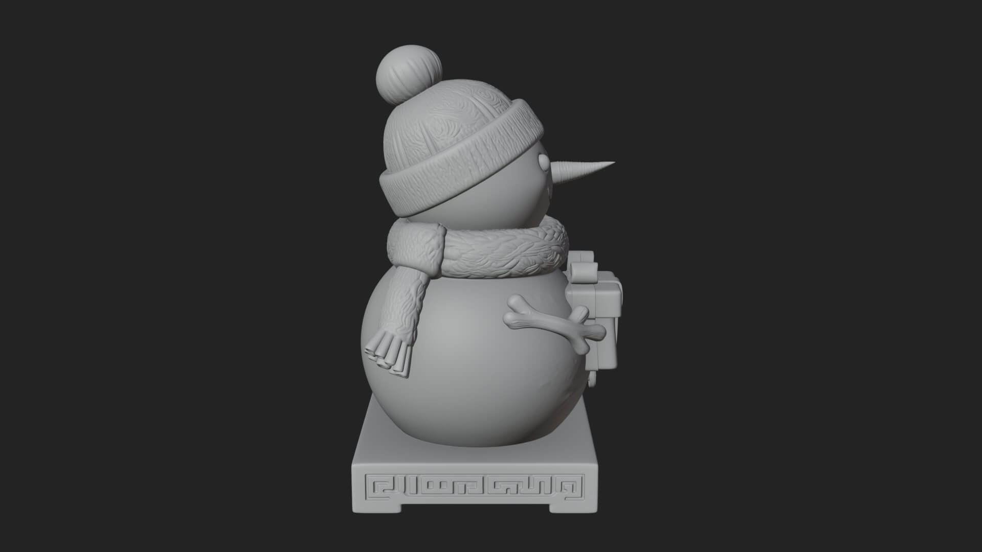 Knit Hat Snowman Statue Design 51 3D Print Model 3D Model