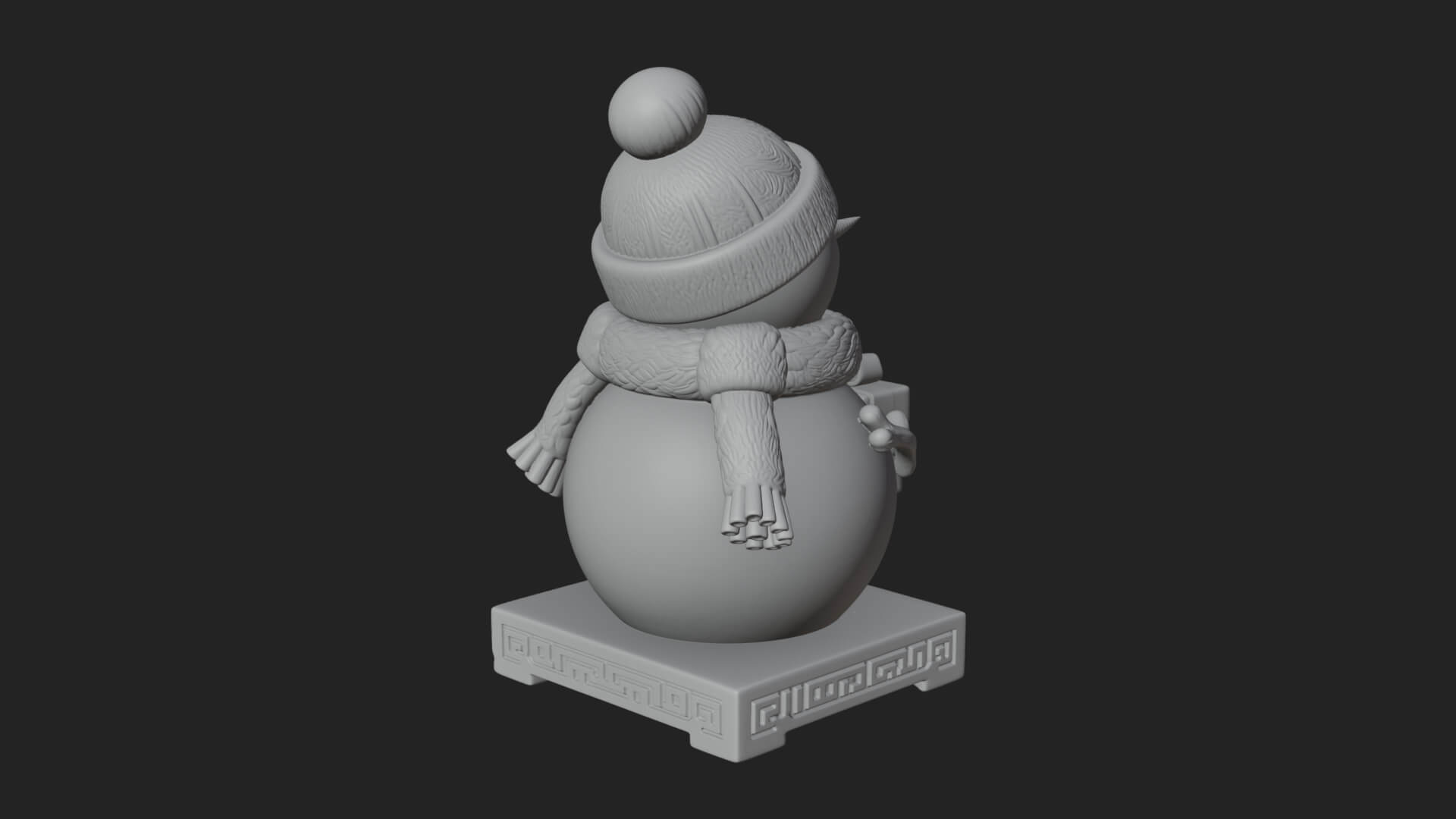 Knit Hat Snowman Statue Design 51 3D Print Model 3D Model