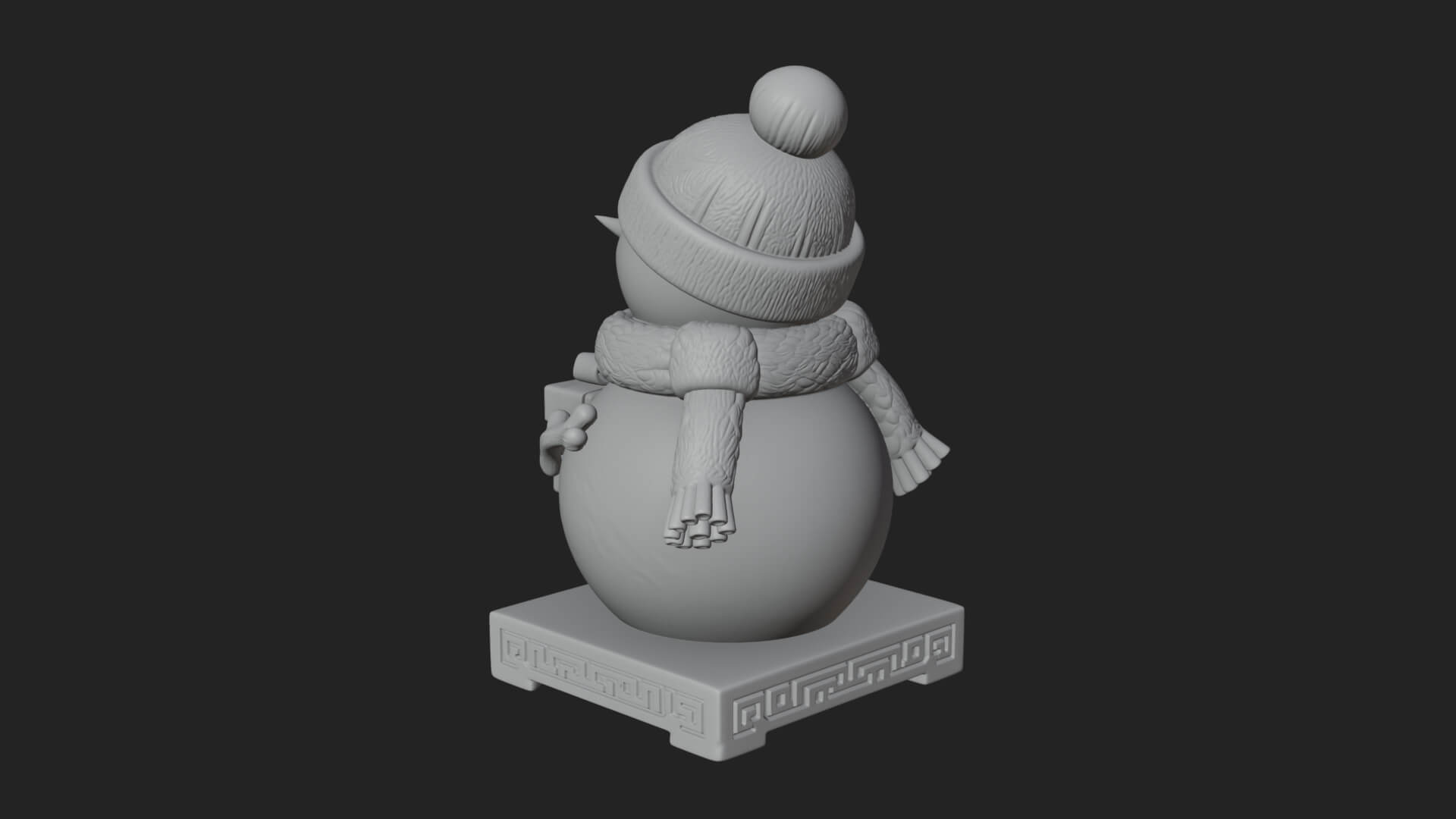Knit Hat Snowman Statue Design 51 3D Print Model 3D Model