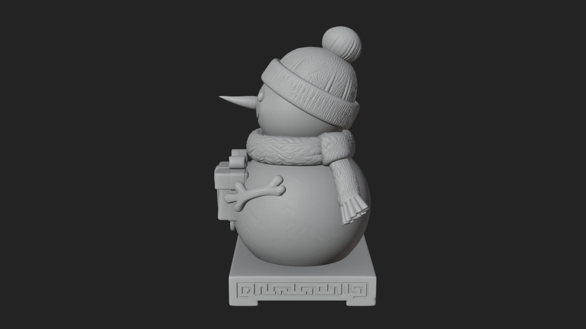 Knit Hat Snowman Statue Design 51 3D Print Model 3D Model