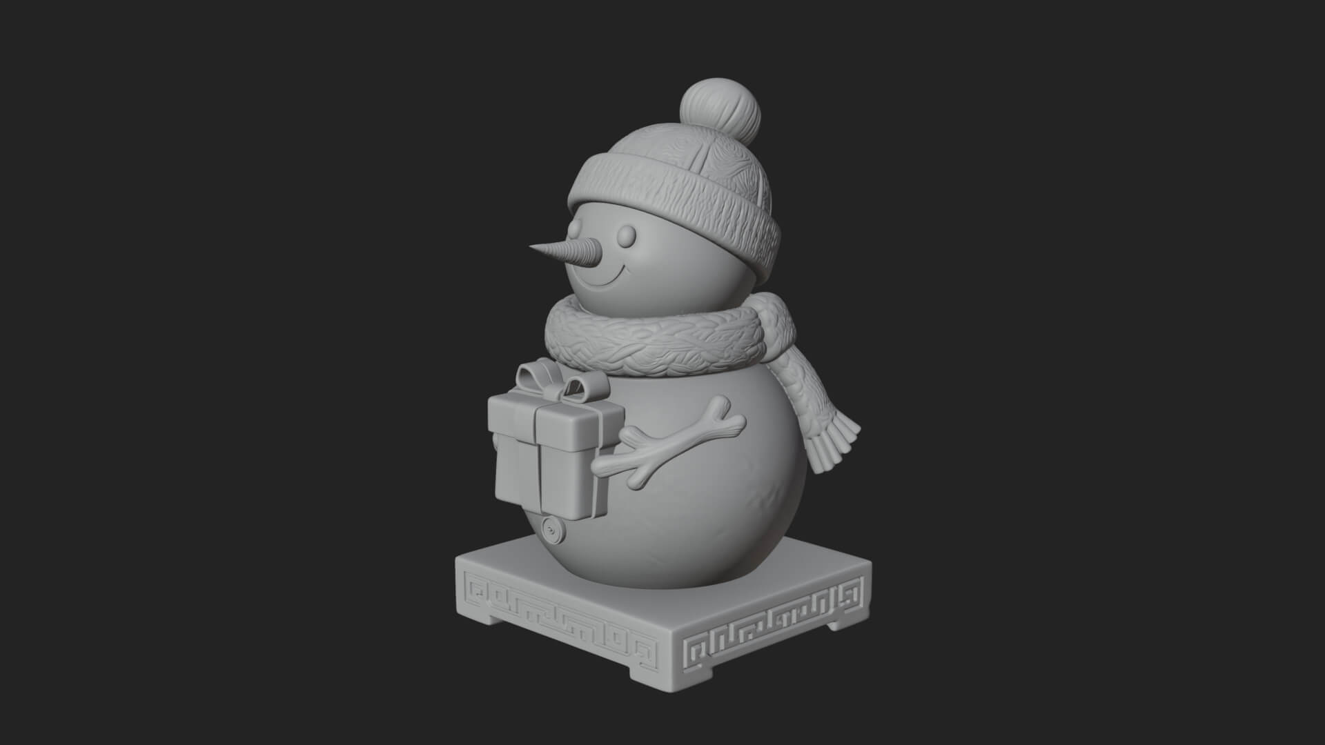 Knit Hat Snowman Statue Design 51 3D Print Model 3D Model