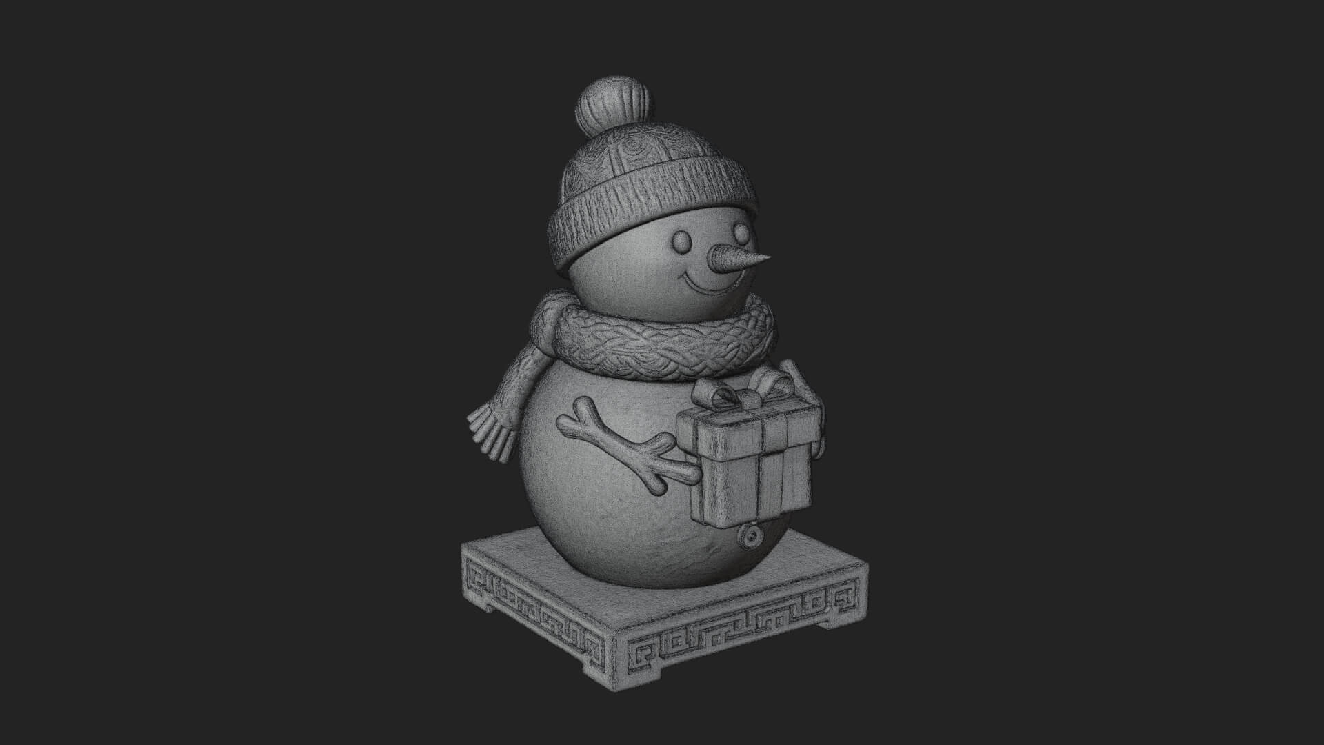 Knit Hat Snowman Statue Design 51 3D Print Model 3D Model