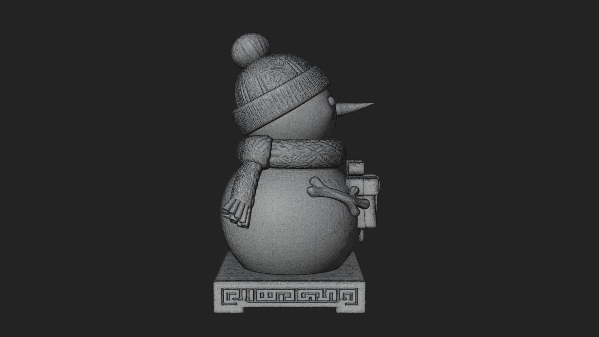 Knit Hat Snowman Statue Design 51 3D Print Model 3D Model