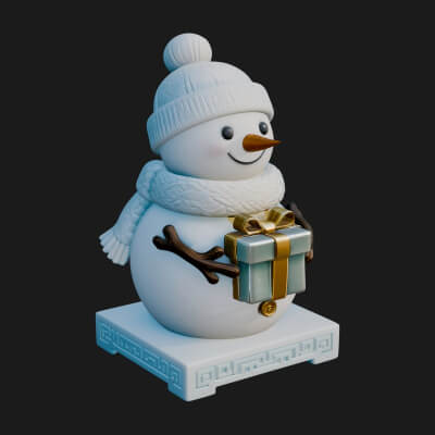 Knit Hat Snowman Statue Design 51 3D Print Model