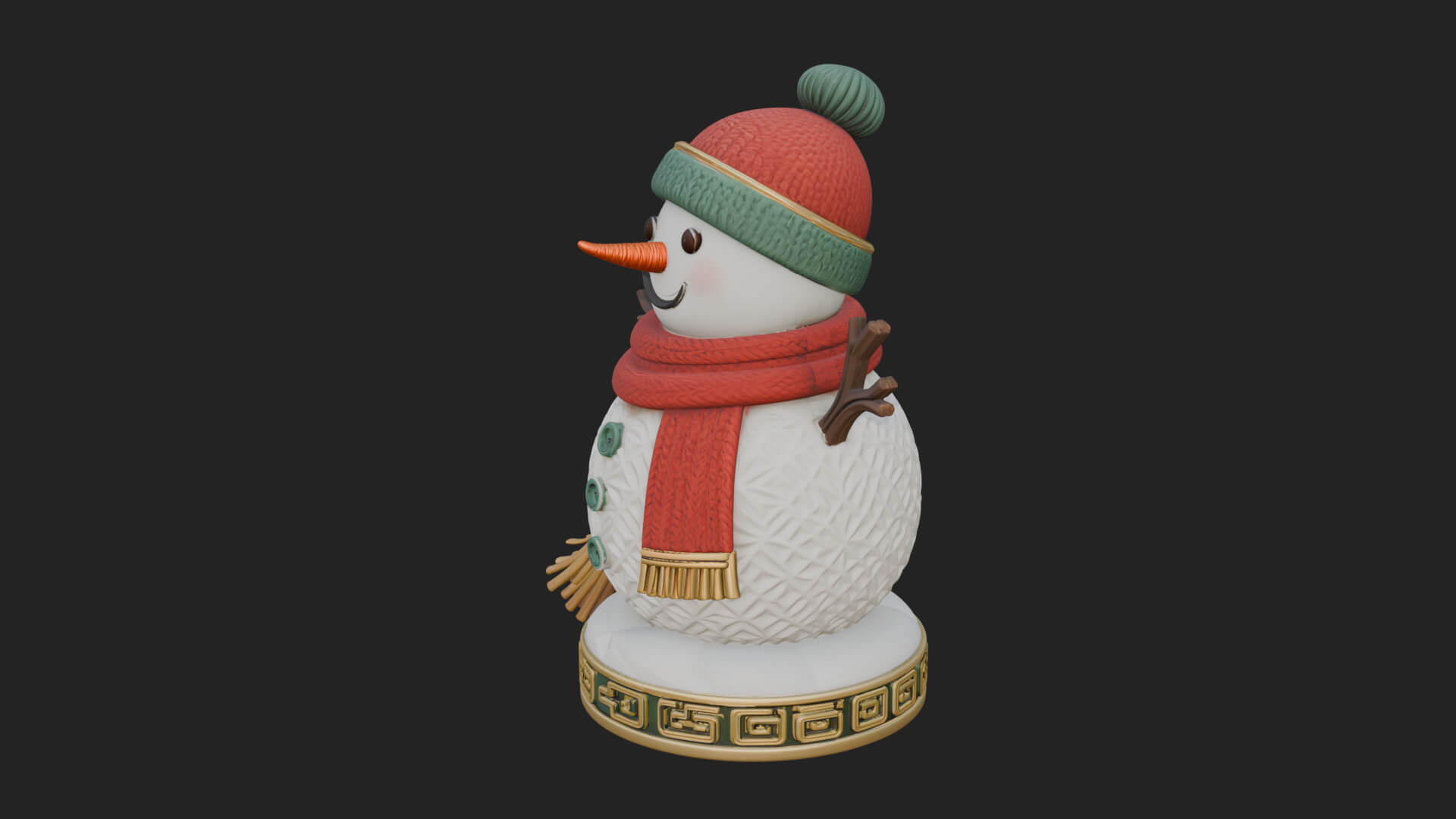 Knit Hat Snowman Statue Design 52 3D Print Model 3D Model