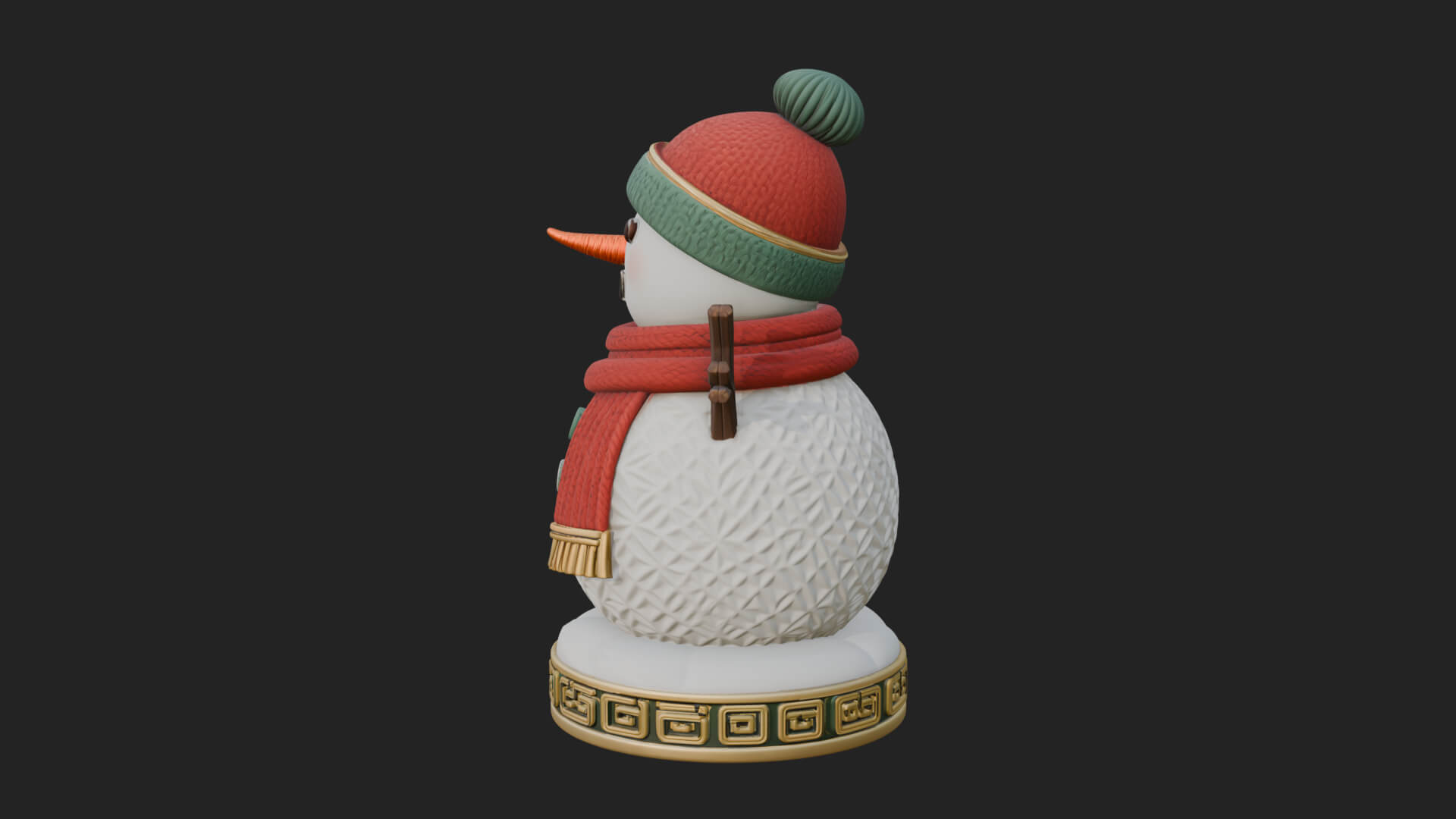 Knit Hat Snowman Statue Design 52 3D Print Model 3D Model