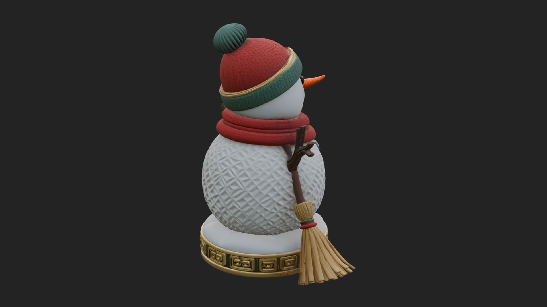 Knit Hat Snowman Statue Design 52 3D Print Model 3D Model