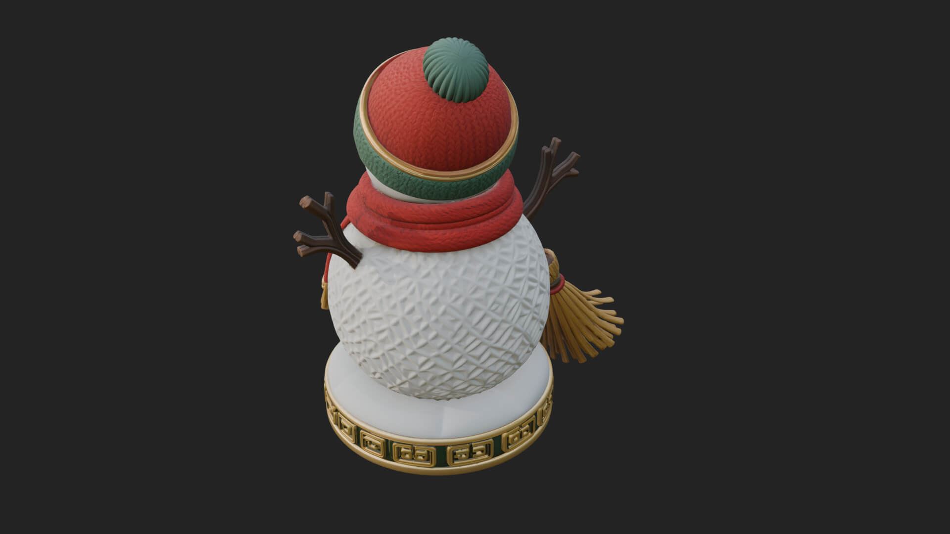 Knit Hat Snowman Statue Design 52 3D Print Model 3D Model