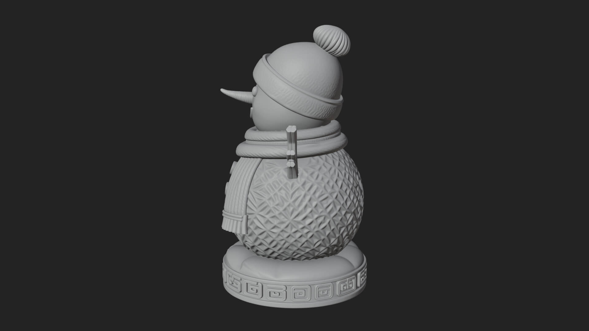 Knit Hat Snowman Statue Design 52 3D Print Model 3D Model