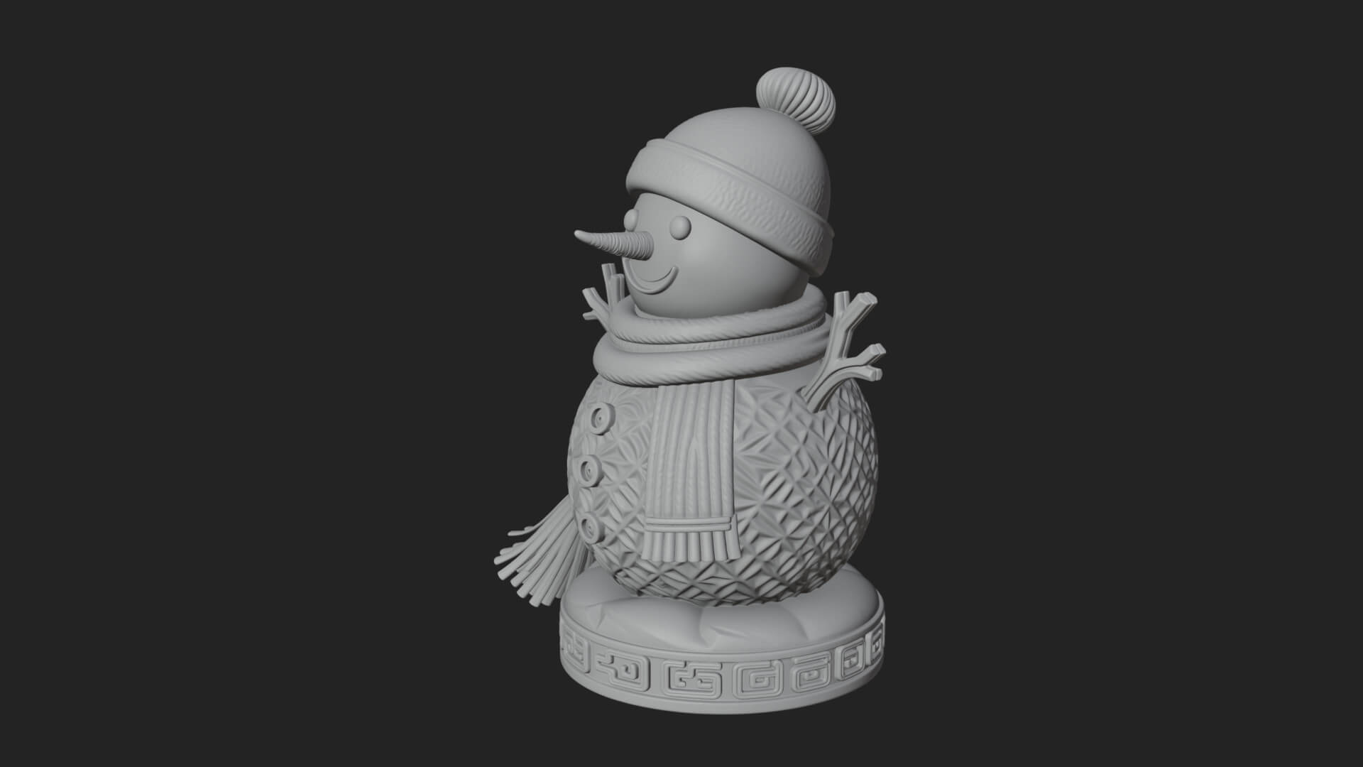 Knit Hat Snowman Statue Design 52 3D Print Model 3D Model
