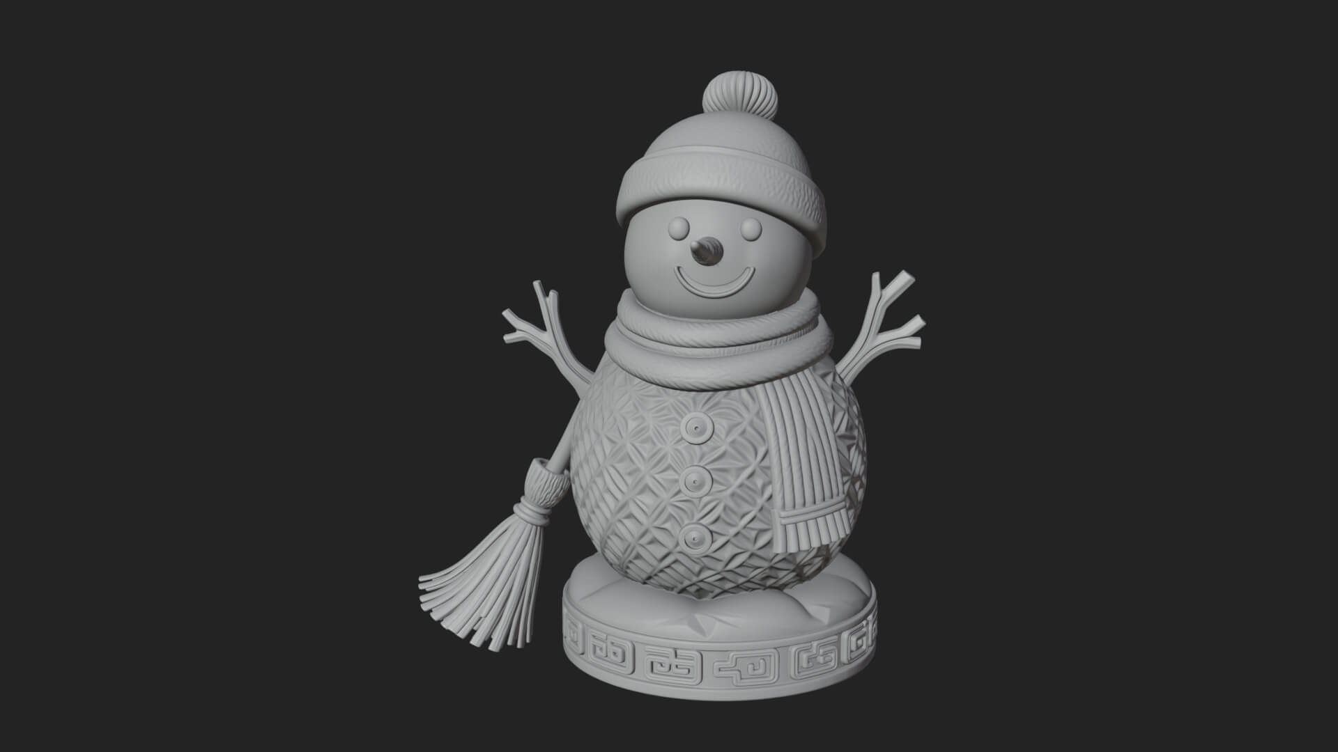 Knit Hat Snowman Statue Design 52 3D Print Model 3D Model