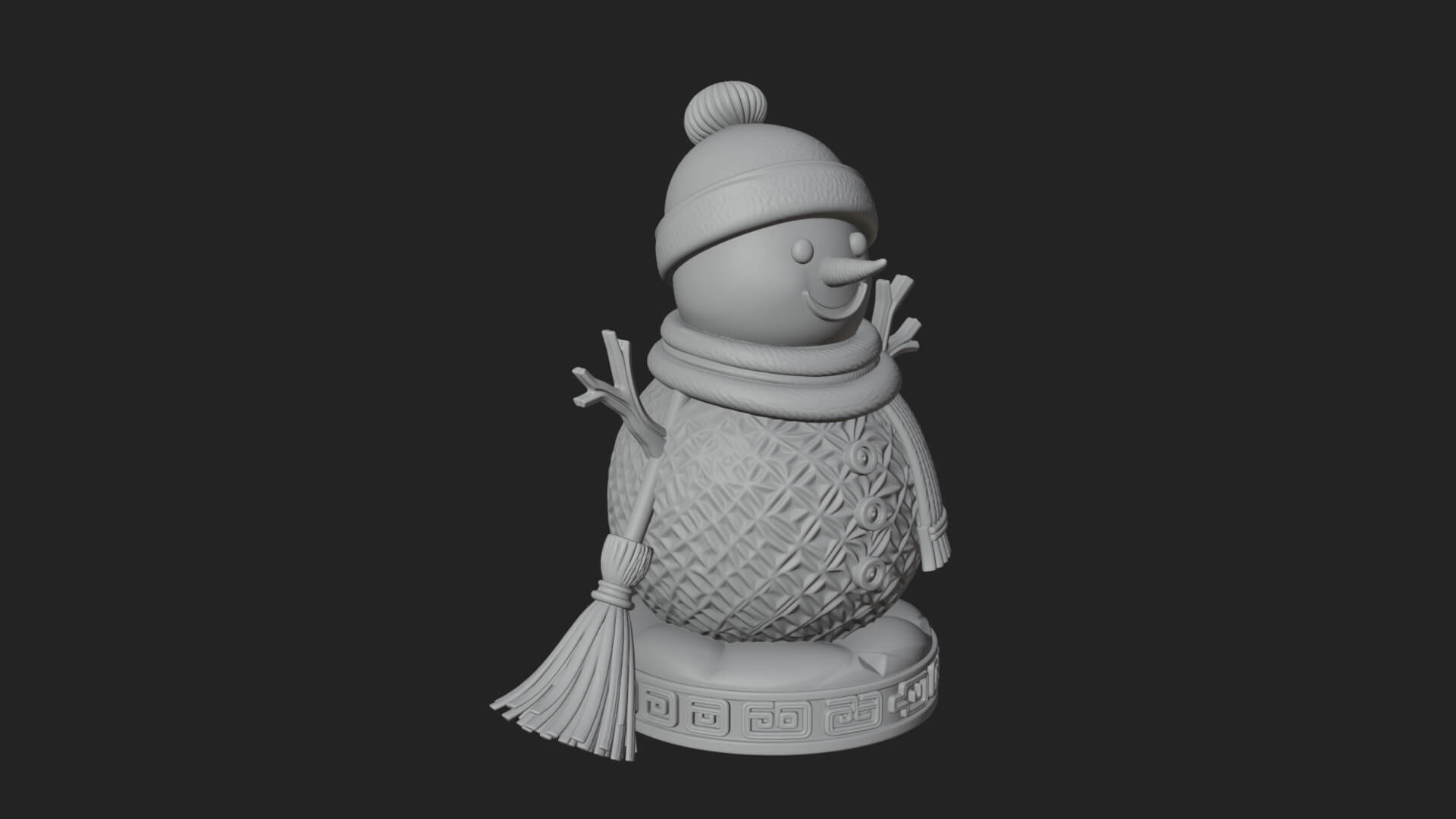 Knit Hat Snowman Statue Design 52 3D Print Model 3D Model