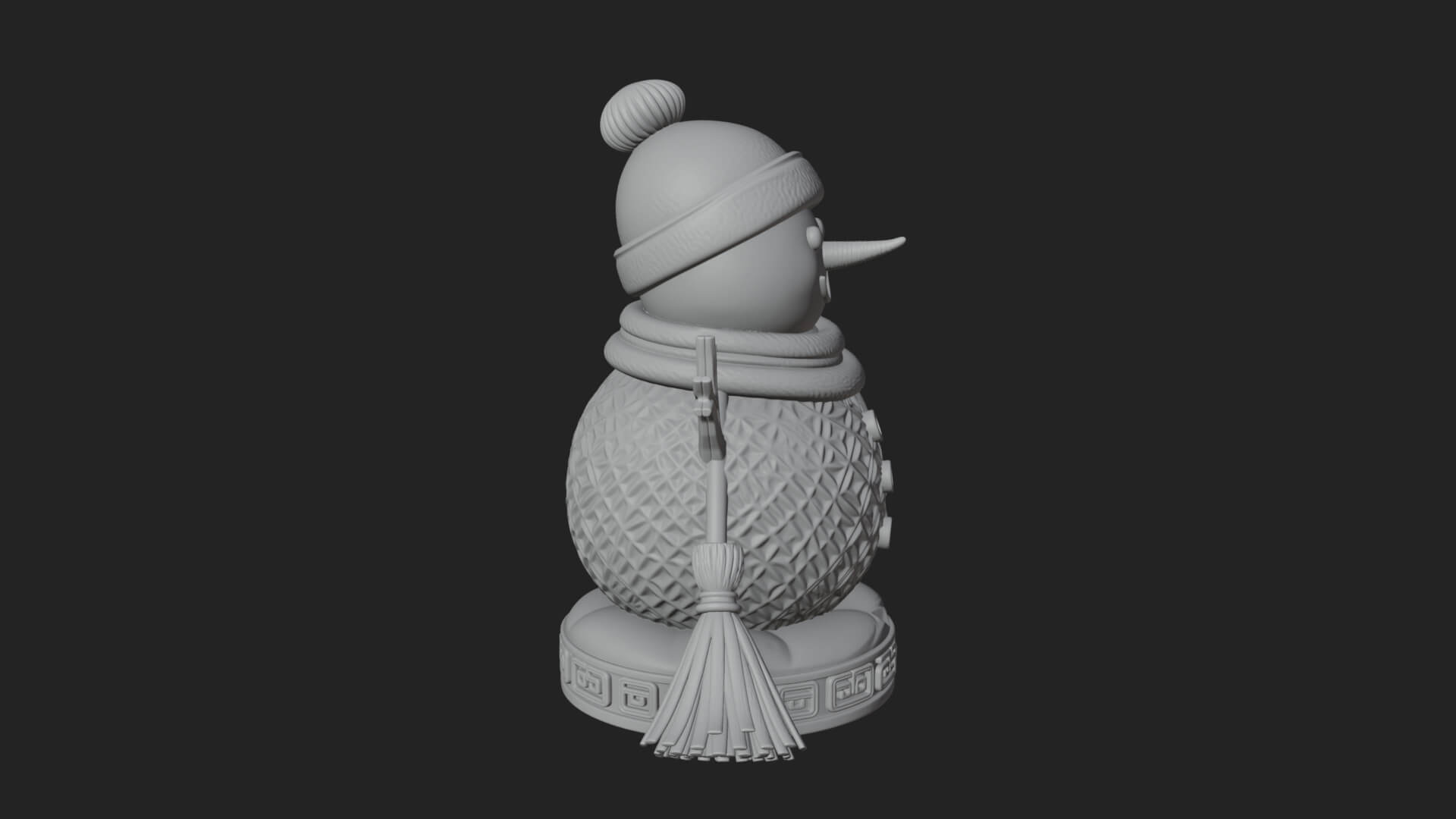 Knit Hat Snowman Statue Design 52 3D Print Model 3D Model