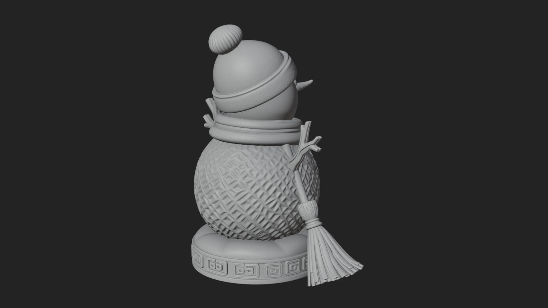 Knit Hat Snowman Statue Design 52 3D Print Model 3D Model