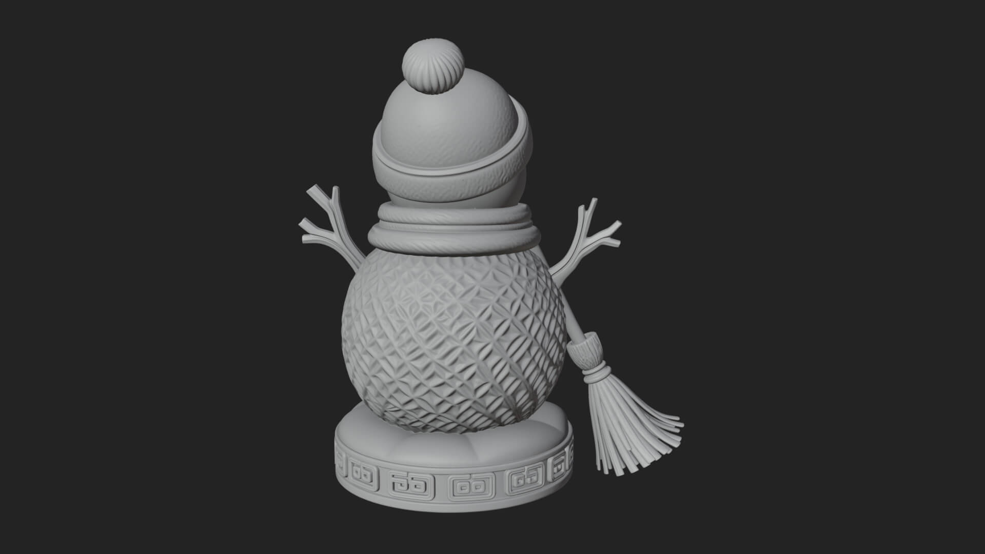 Knit Hat Snowman Statue Design 52 3D Print Model 3D Model