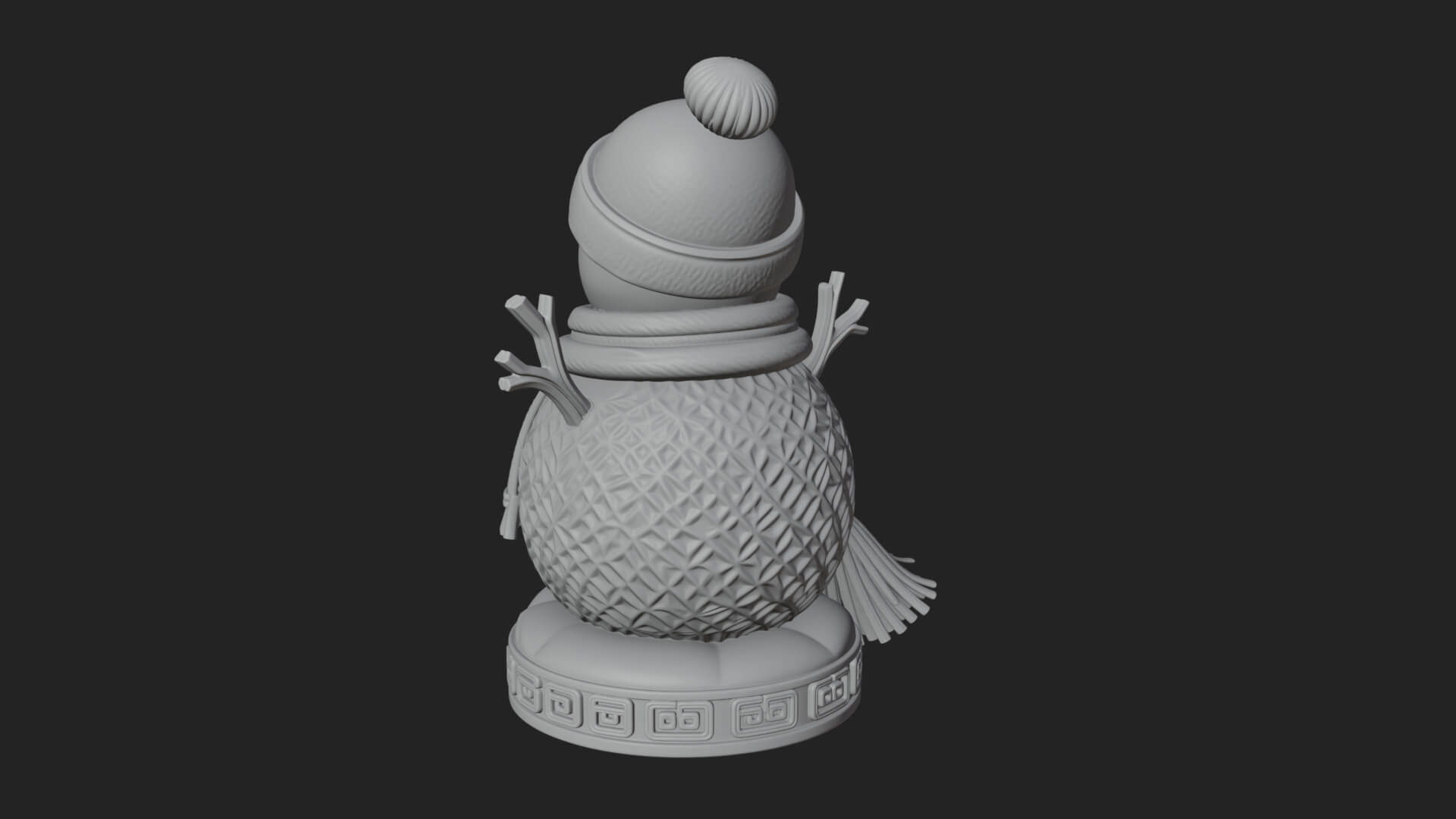 Knit Hat Snowman Statue Design 52 3D Print Model 3D Model