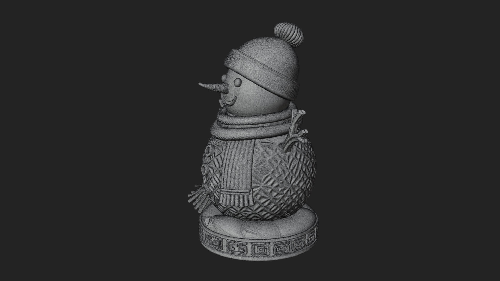 Knit Hat Snowman Statue Design 52 3D Print Model 3D Model