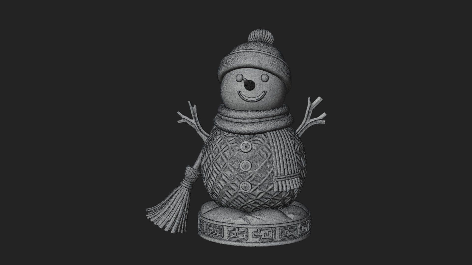 Knit Hat Snowman Statue Design 52 3D Print Model 3D Model