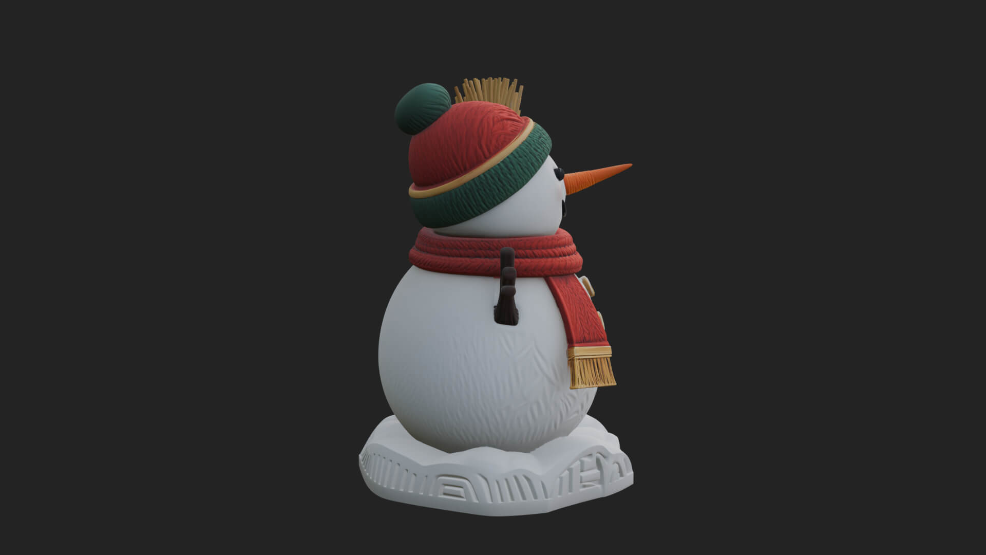 Knit Hat Snowman Statue Design 53 3D Print Model 3D Model