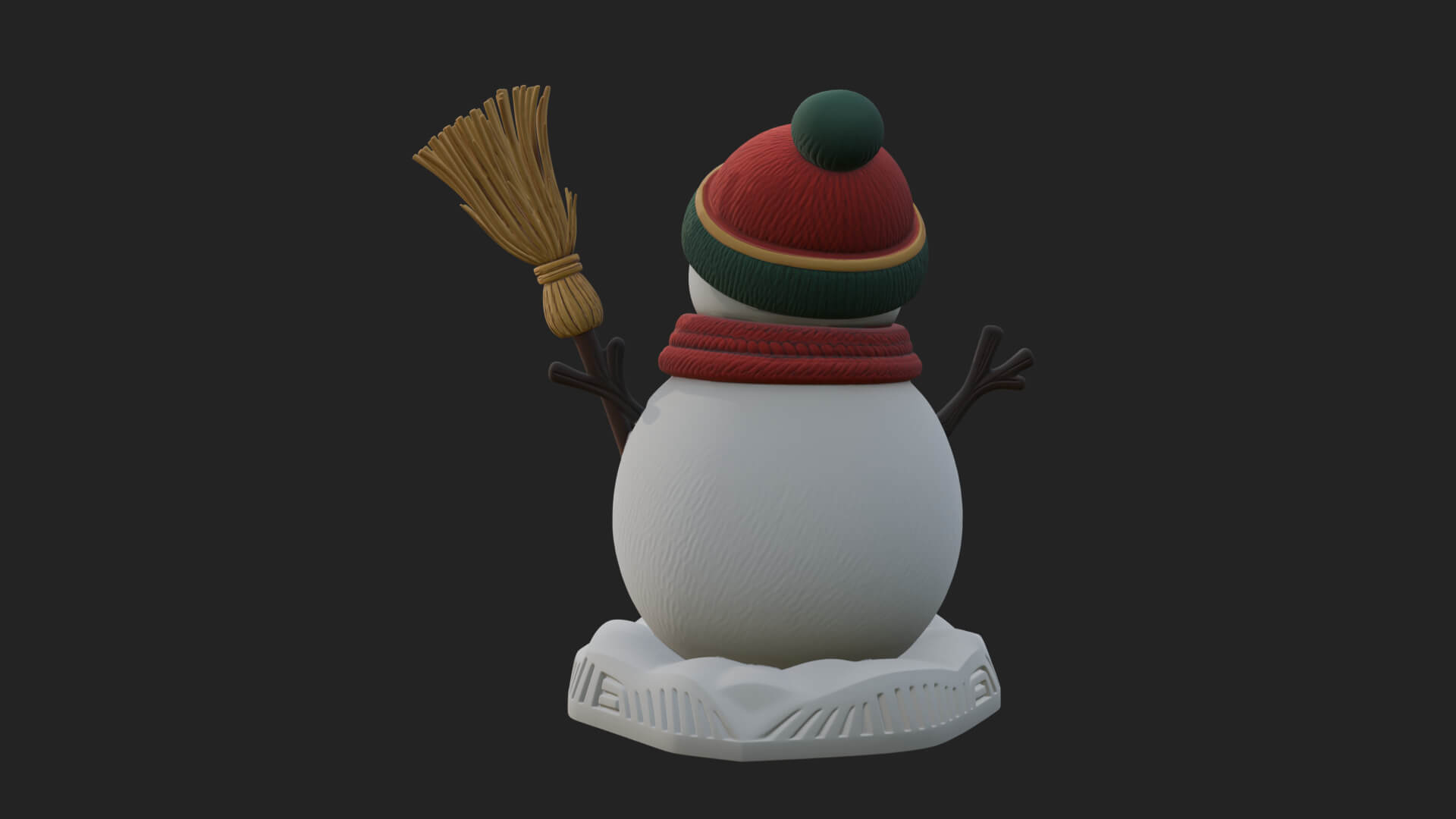 Knit Hat Snowman Statue Design 53 3D Print Model 3D Model