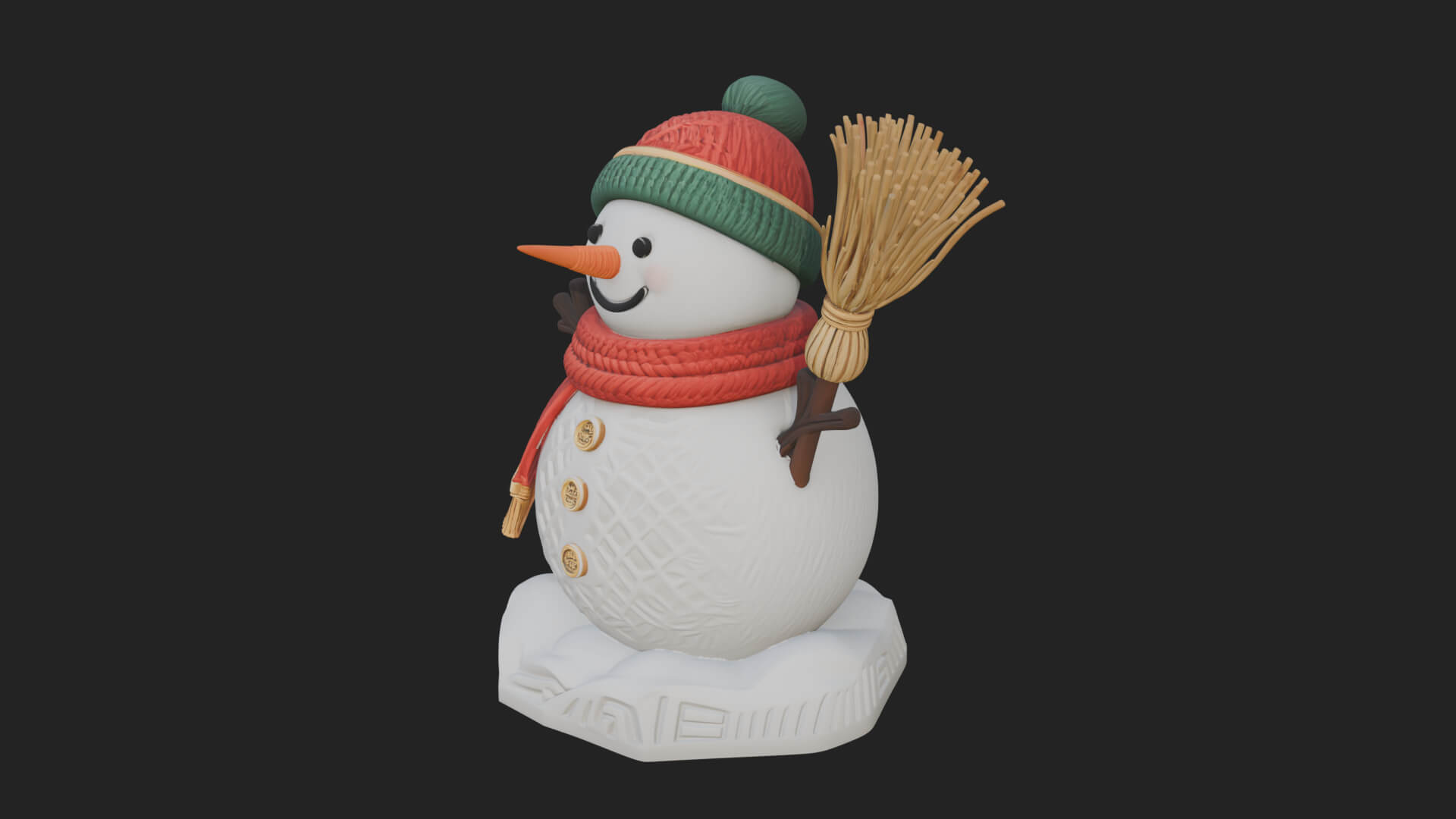 Knit Hat Snowman Statue Design 53 3D Print Model 3D Model