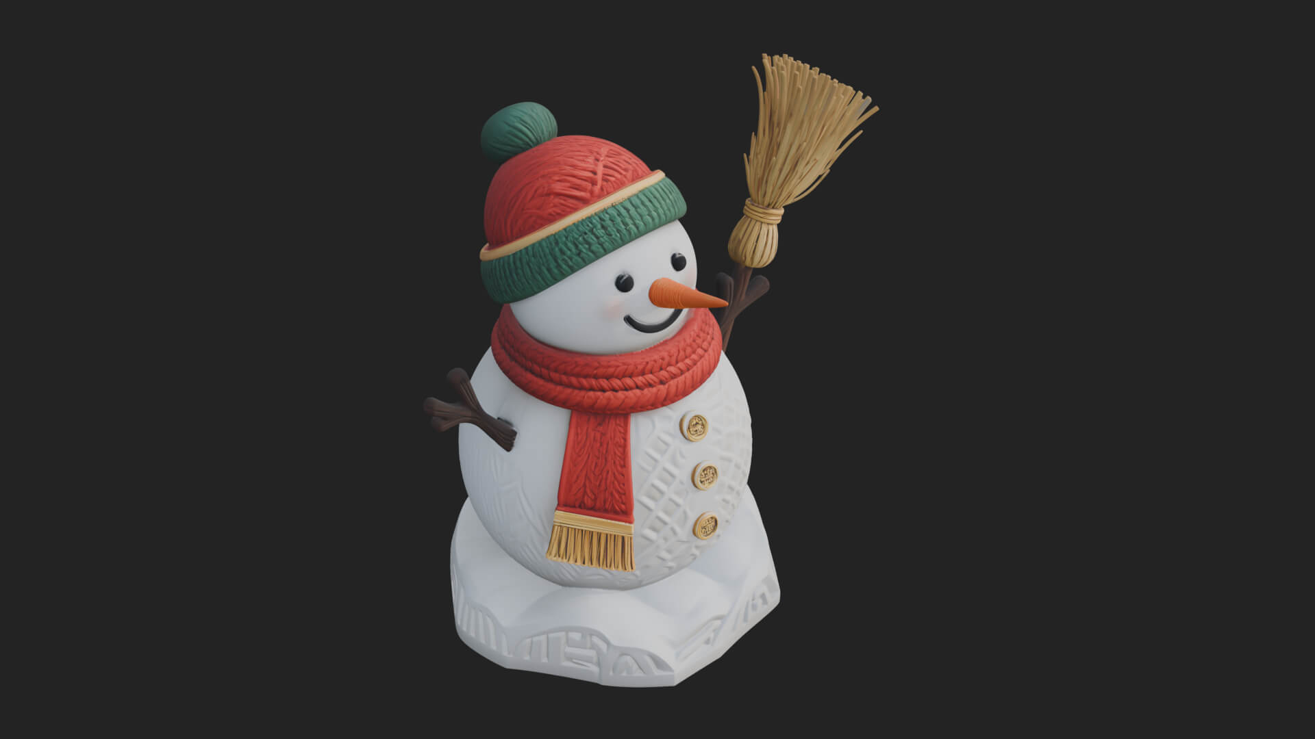 Knit Hat Snowman Statue Design 53 3D Print Model 3D Model