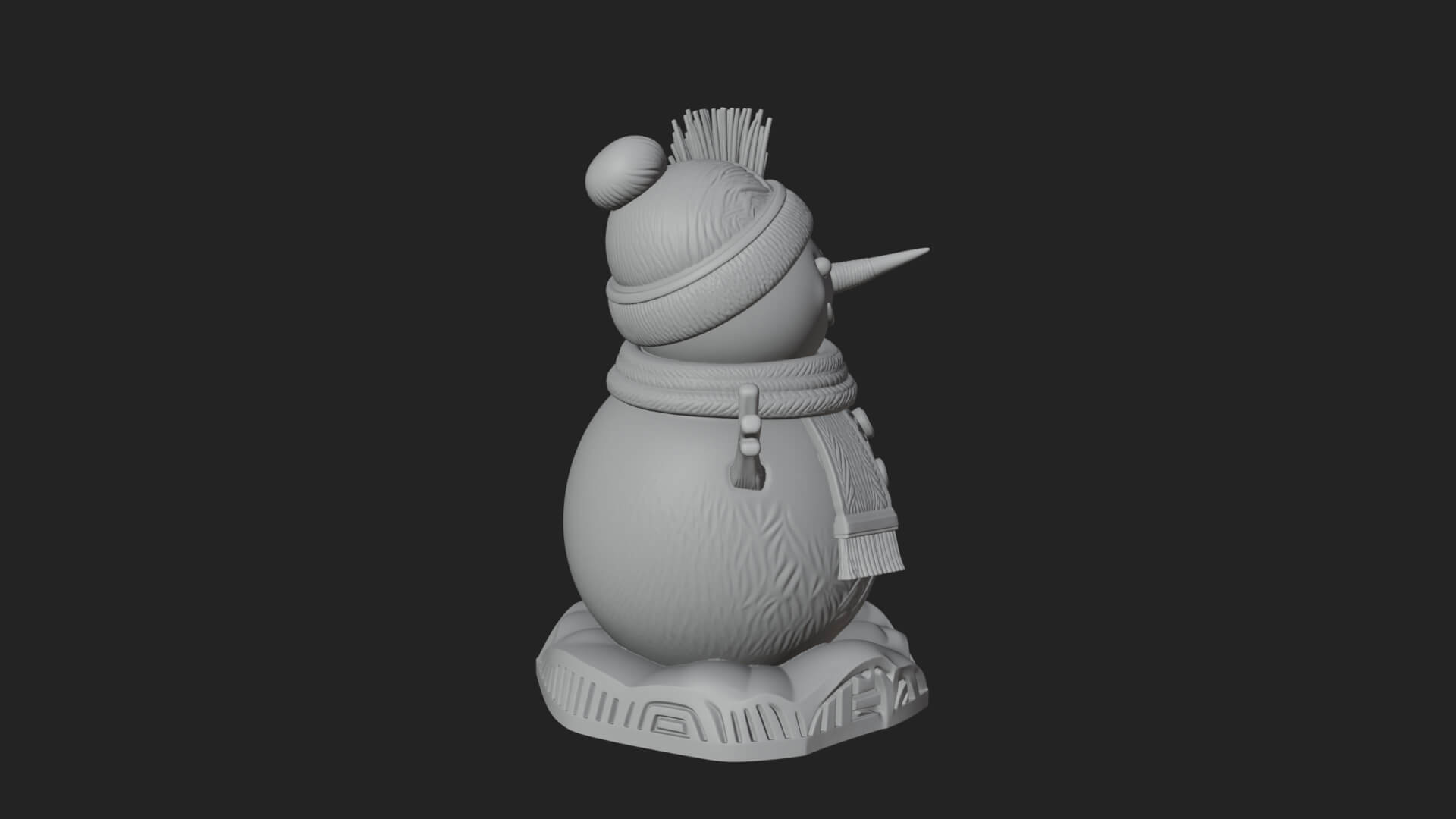 Knit Hat Snowman Statue Design 53 3D Print Model 3D Model