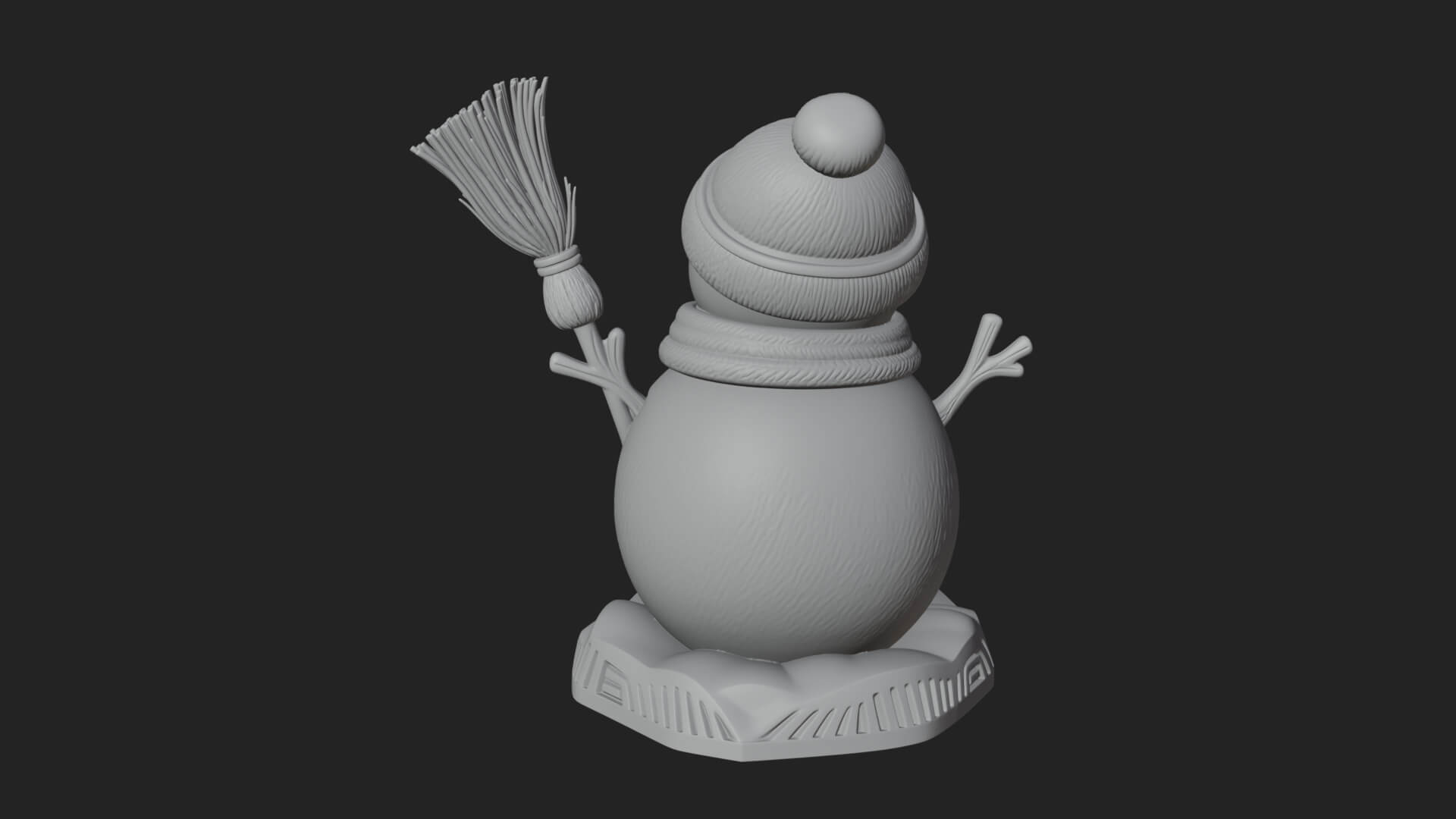 Knit Hat Snowman Statue Design 53 3D Print Model 3D Model